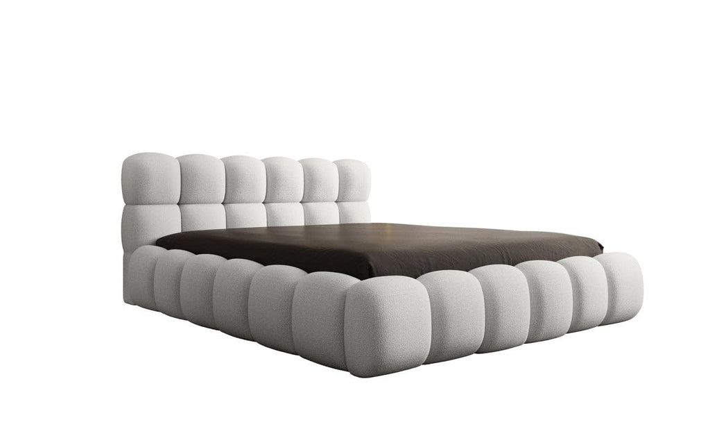 Luxusbetten24 Designer Polsterbett Boston Bouclé 140x200 mit Stauraum | Bezug: Bouclé | Farbe: Beige