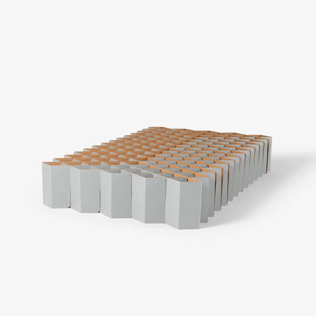 ROOM IN A BOX Bett 2.0 M/Salbei: Klappbett aus Wellpappe 120 140 x 200 cm und Zwischengrößen. Auch als Gästebett. Lattenrost Nicht nötig.