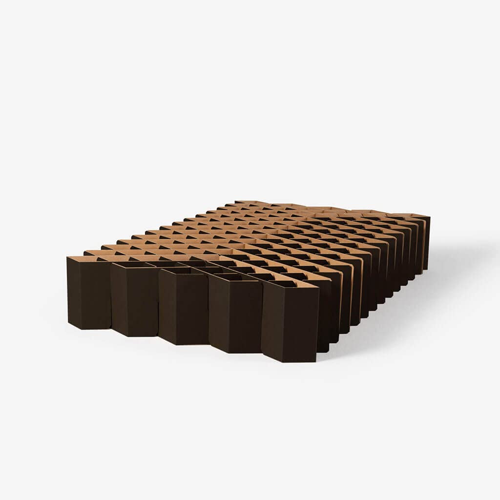 ROOM IN A BOX Bett 2.0 M/Salbei: Klappbett aus Wellpappe 120 140 x 200 cm und Zwischengrößen. Auch als Gästebett. Lattenrost Nicht nötig.