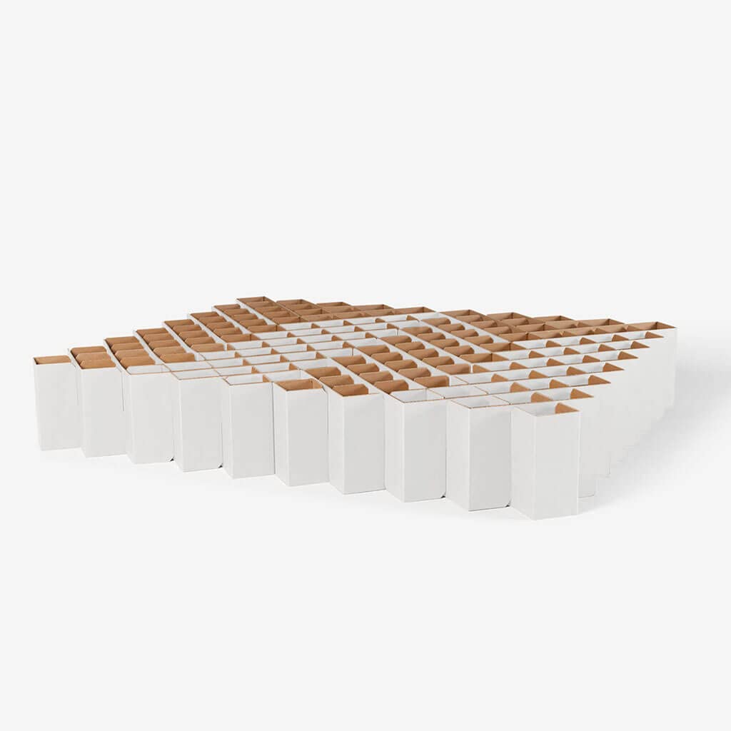 ROOM IN A BOX Bett 2.0 M/Salbei: Klappbett aus Wellpappe 120 140 x 200 cm und Zwischengrößen. Auch als Gästebett. Lattenrost Nicht nötig.