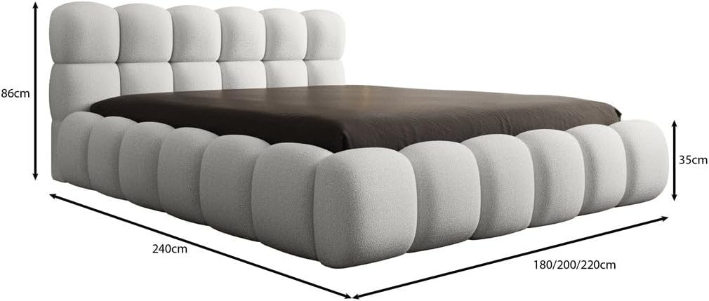 Luxusbetten24 Designer Polsterbett Boston Bouclé 140x200 mit Stauraum | Bezug: Bouclé | Farbe: Beige