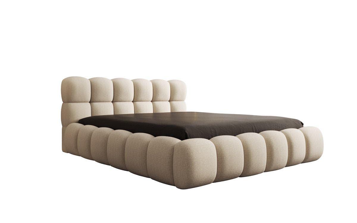 Luxusbetten24 Designer Polsterbett Boston Bouclé 140x200 mit Stauraum | Bezug: Bouclé | Farbe: Beige