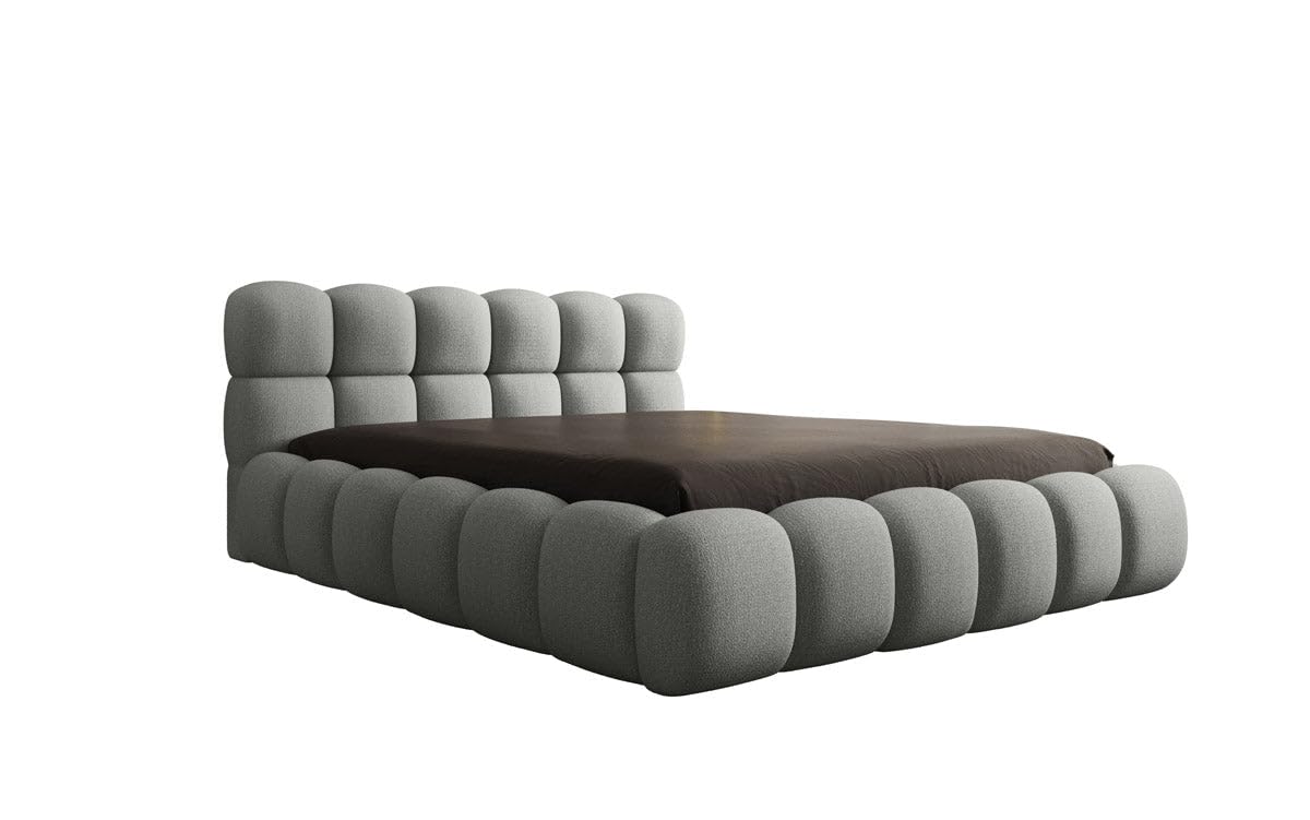 Luxusbetten24 Designer Polsterbett Boston Bouclé 140x200 mit Stauraum | Bezug: Bouclé | Farbe: Beige