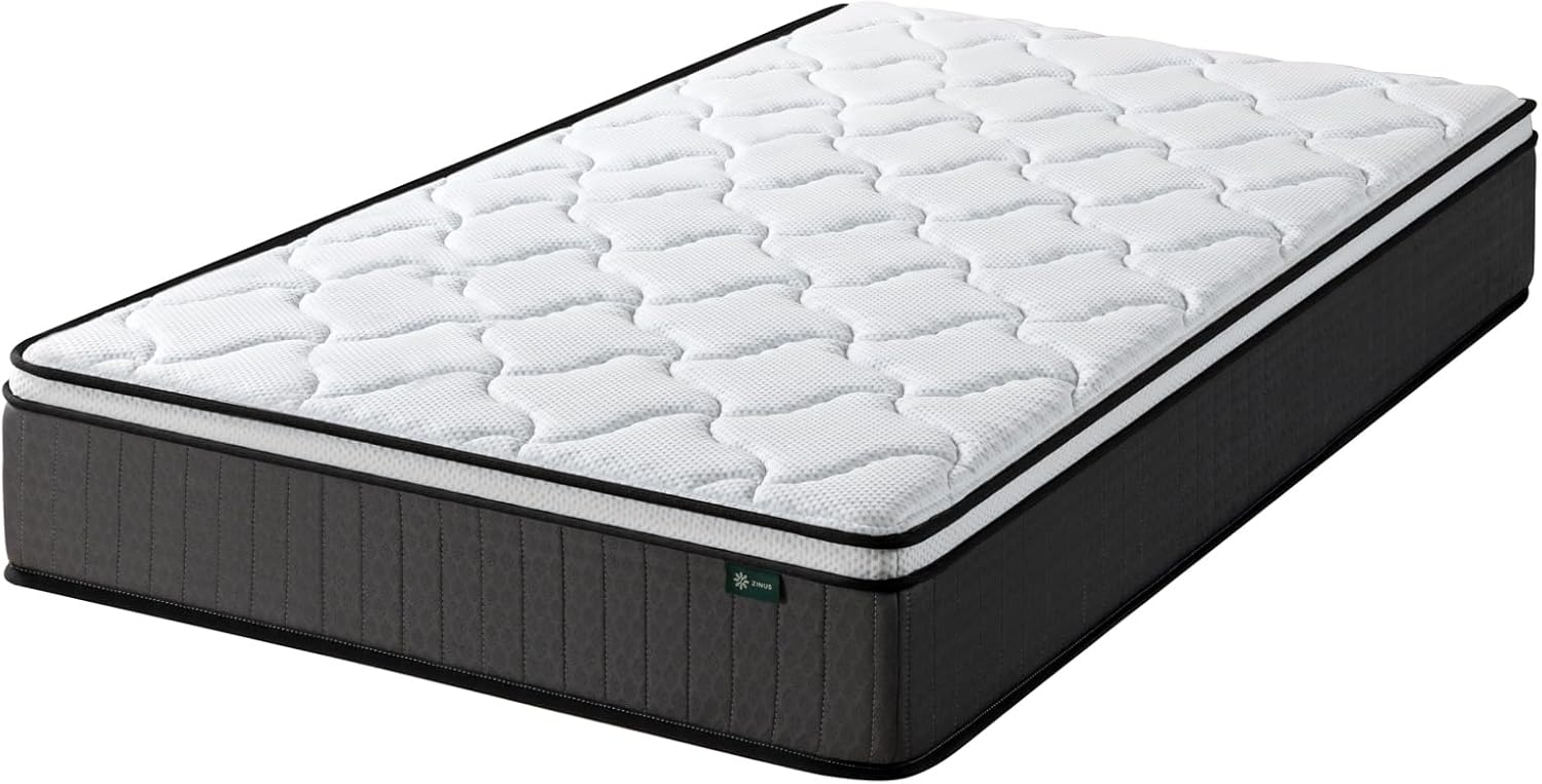 Zinus Tight Top Taschenfederkernmatratze 90x200cm - Mittlerer Härtegrad - Recycelter Polsterung & Hochdichtem Komfortschaum - Höhe 25 cm - Oeko-TEX Zertifiziert