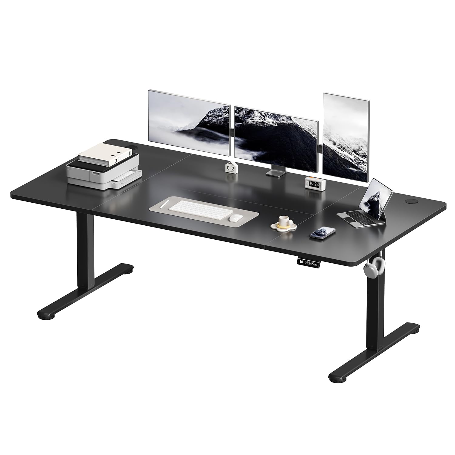 Devoko Höhenverstellbarer Schreibtisch, Elektrischer Schreibtisch Höhenverstellbar Tisch, Steh-Sitz Bürotisch, Computertisch mit Memory-Funktion, Stehpult, Standing Desk, Bürotisch,120 x 60 cm,Weiß
