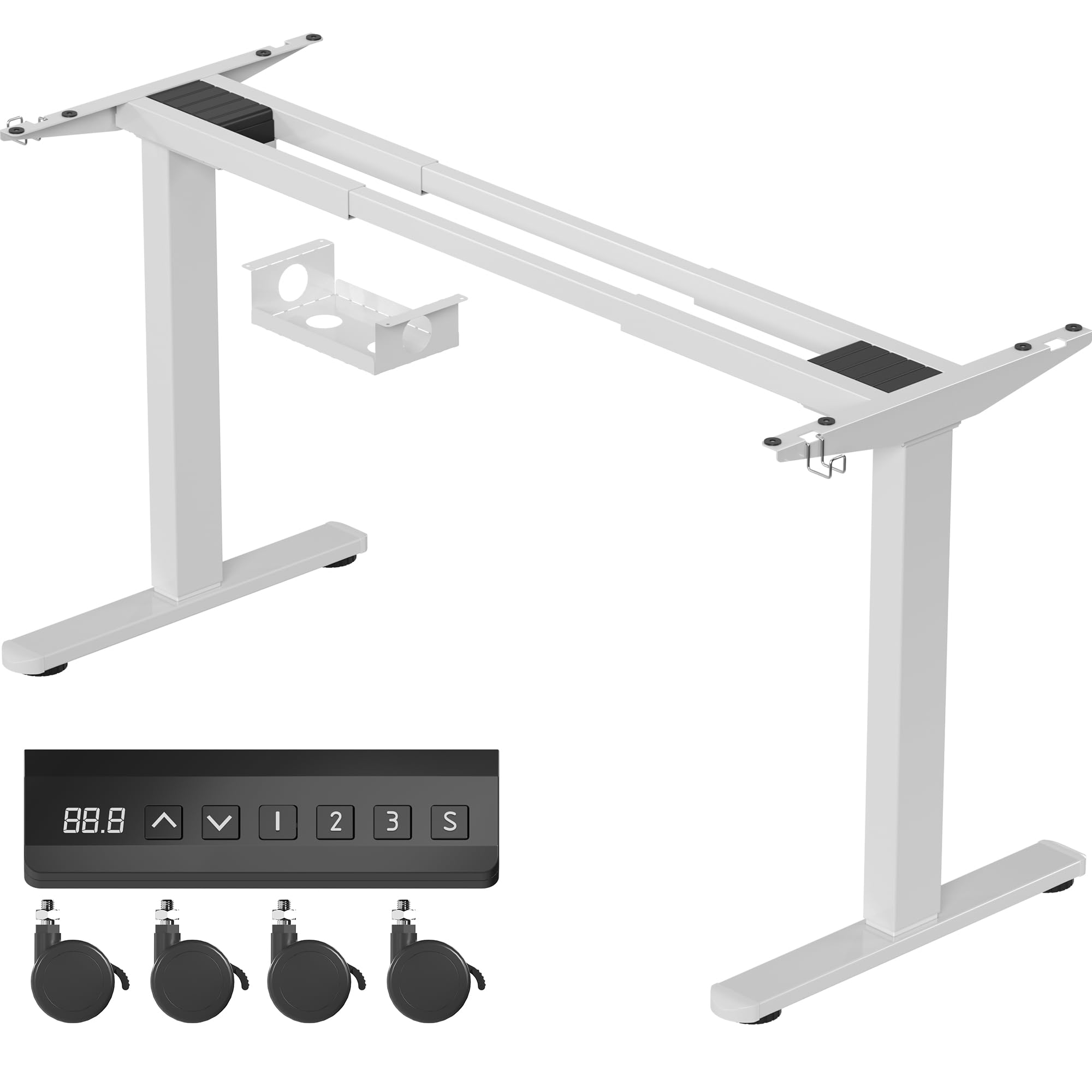 Homall Höhenverstellbarer Schreibtisch Elektrisch Gestell mit 2 Motoren, Elektrisch Schreibtisch bis 100KG, 2-Fach-Teleskop, Tischgestell mit Memory-Steuerung, Kollisionschutz Funktion, Schwarz