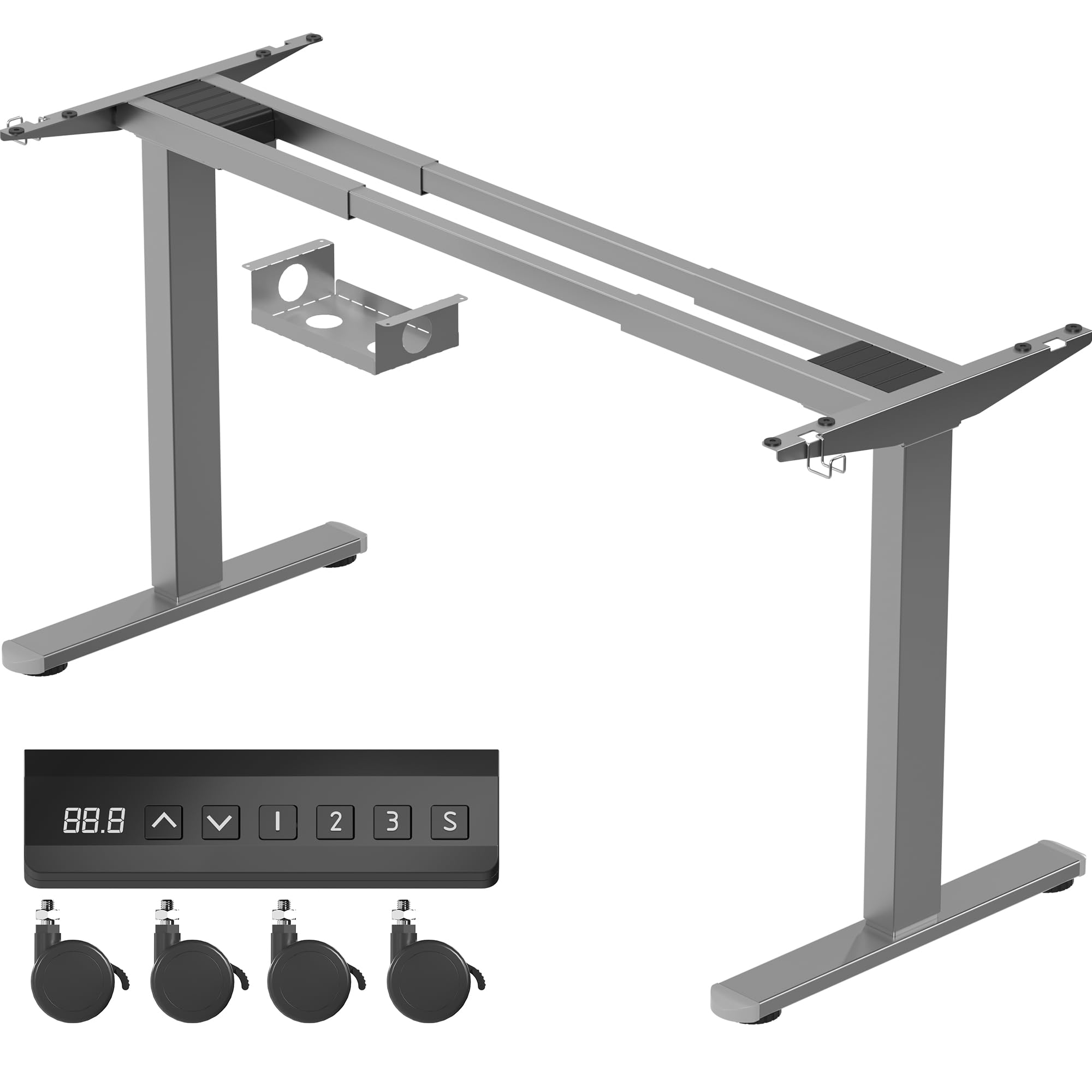 Homall Höhenverstellbarer Schreibtisch Elektrisch Gestell mit 2 Motoren, Elektrisch Schreibtisch bis 100KG, 2-Fach-Teleskop, Tischgestell mit Memory-Steuerung, Kollisionschutz Funktion, Schwarz