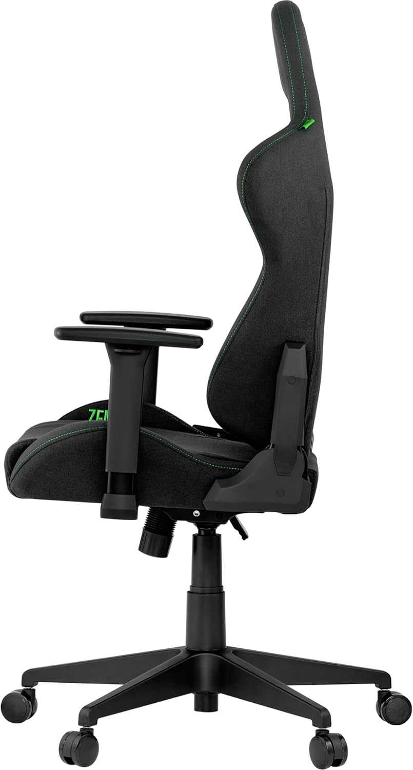 Razer Edition TAROK Essentials X Cloth PC Gaming Stuhl Stoff - atmungsaktiver Stoffbezug, Softcoat 1D Armlehnen, Wippfunktion, Lendenkissen und Kopfkissen, bis 130kg, schwarz