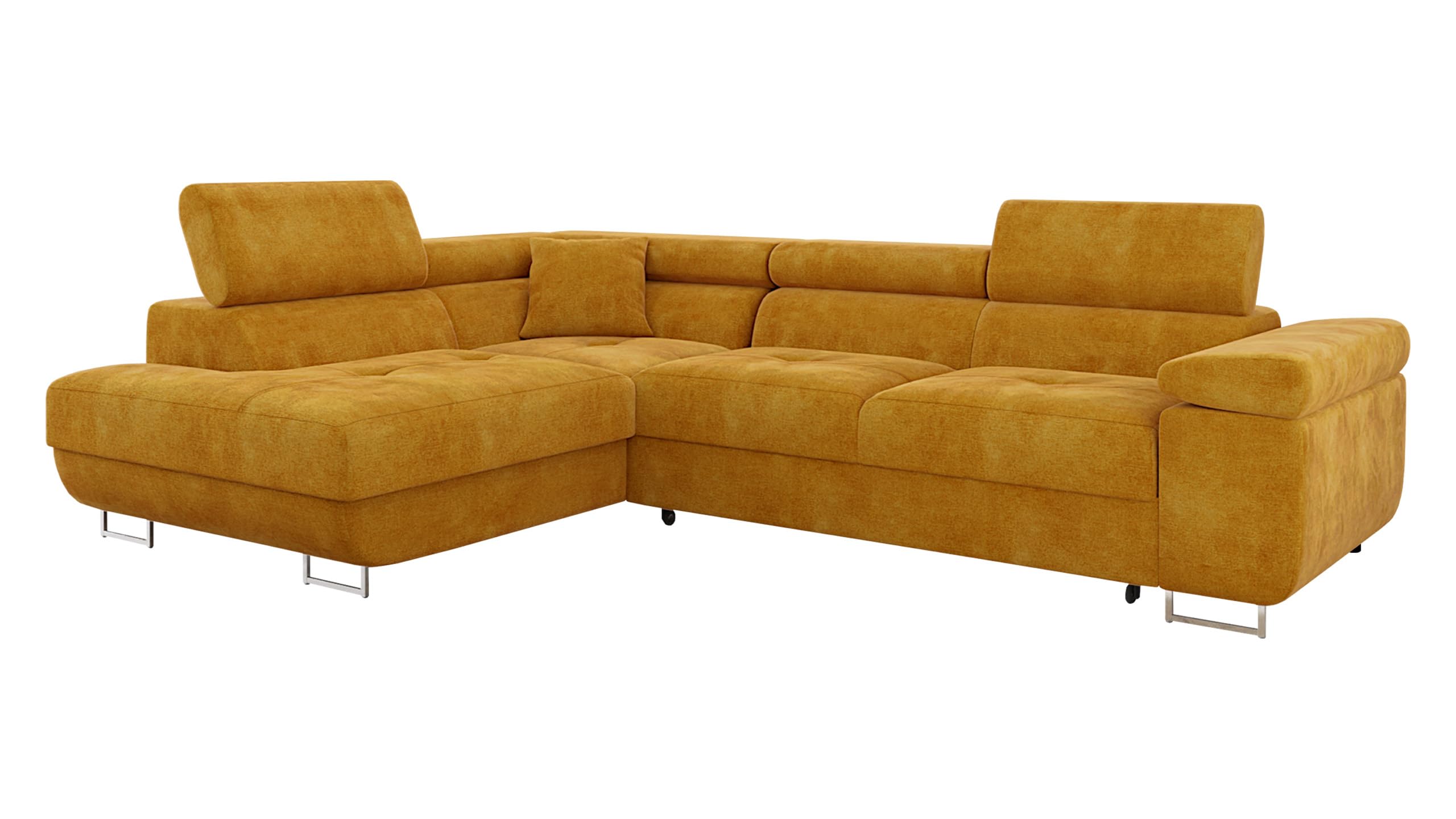 Mirjan24 Ecksofa Torezio mit Bettkasten, Einstellbare Kopfstützen, Sofa mit Schlaffunktion, Eckcouch für Wohnzimmer, Polsterecke, L-Form Couch mit Bettfunktion (Manila 18, Seite: Rechts)