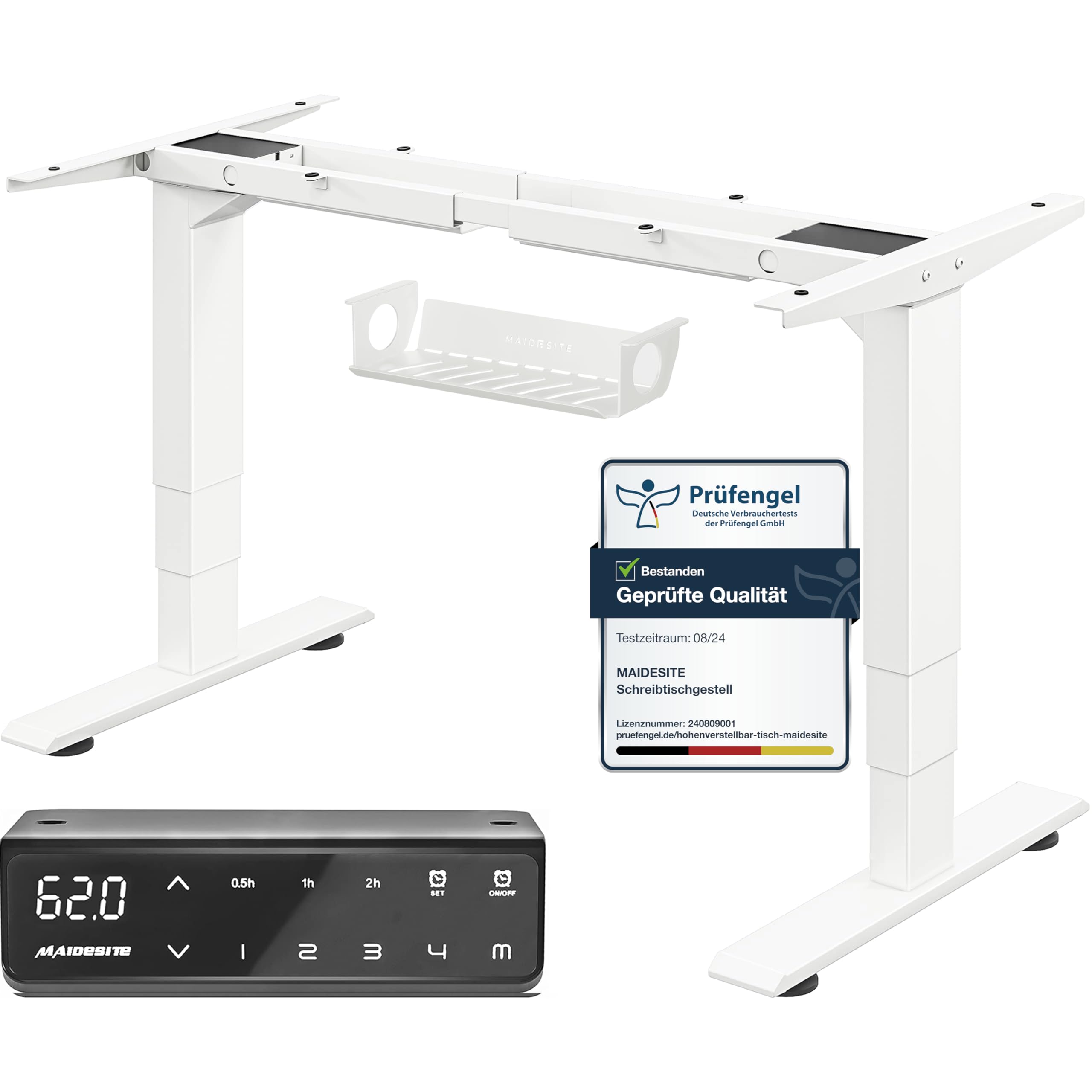 MAIDeSITe höhenverstellbarer Schreibtisch elektrisch mit 2 starken Motoren, tischgestell höhenverstellbar 3-stufige sowie auch 4 Memory-Steuerung mit Sitz-Steh-Erinnerungs - T2 Pro Plus