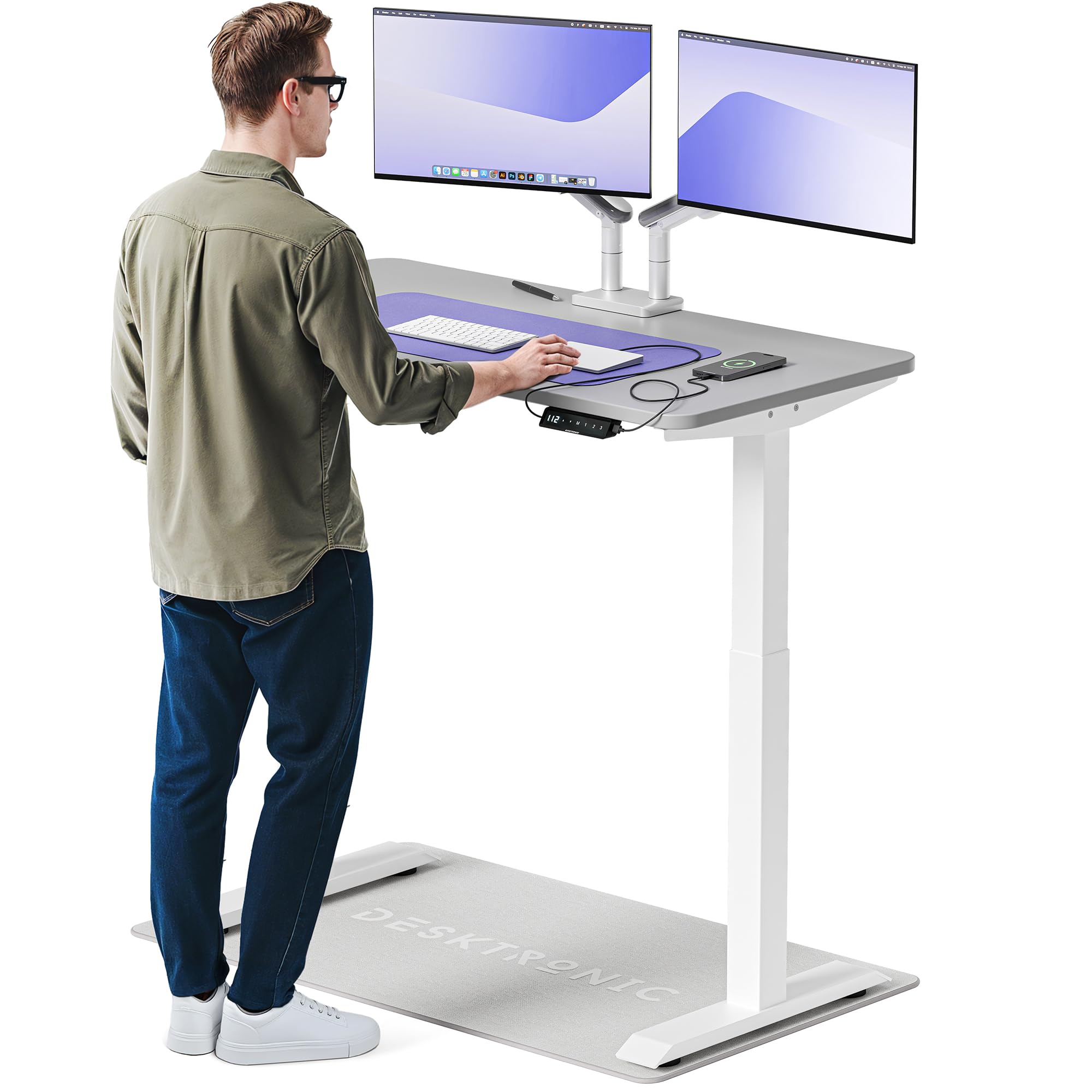 Desktronic Homeone Höhenverstellbarer Schreibtisch 160 × 80 cm – Elektrischer Schreibtisch Mit Zwei Elektrischen Motoren, Touchscreen-Steuerung Und Integrierten USB-a- Und USB-c-ladeanschlüssen