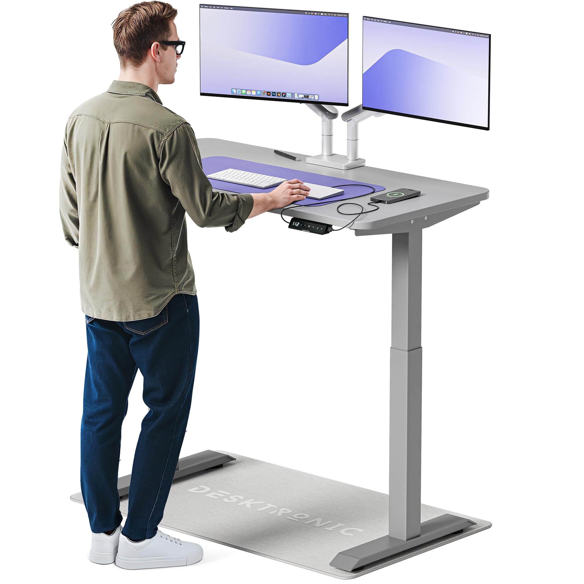 Desktronic Homeone Höhenverstellbarer Schreibtisch 160 × 80 cm – Elektrischer Schreibtisch Mit Zwei Elektrischen Motoren, Touchscreen-Steuerung Und Integrierten USB-a- Und USB-c-ladeanschlüssen