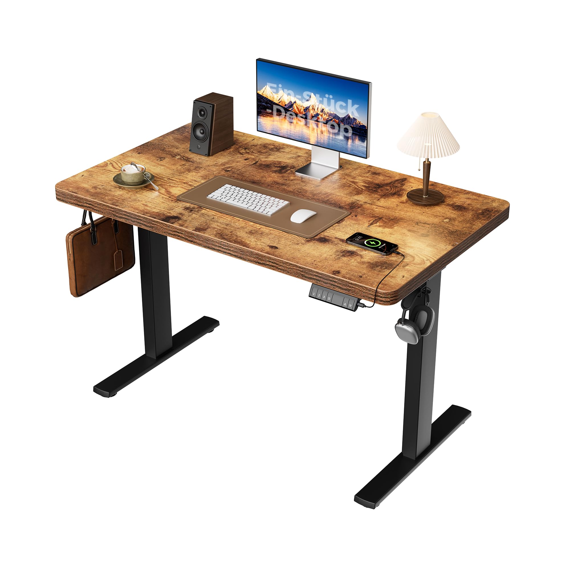 Agilestic Höhenverstellbarer Schreibtisch 120 x 60 cm, Stabiler Schreibtisch Höhenverstellbar Elektrisch mit Memory-Handsteuerung, Ergonomischer Steh-Sitz Tisch Computertisch, Weiß