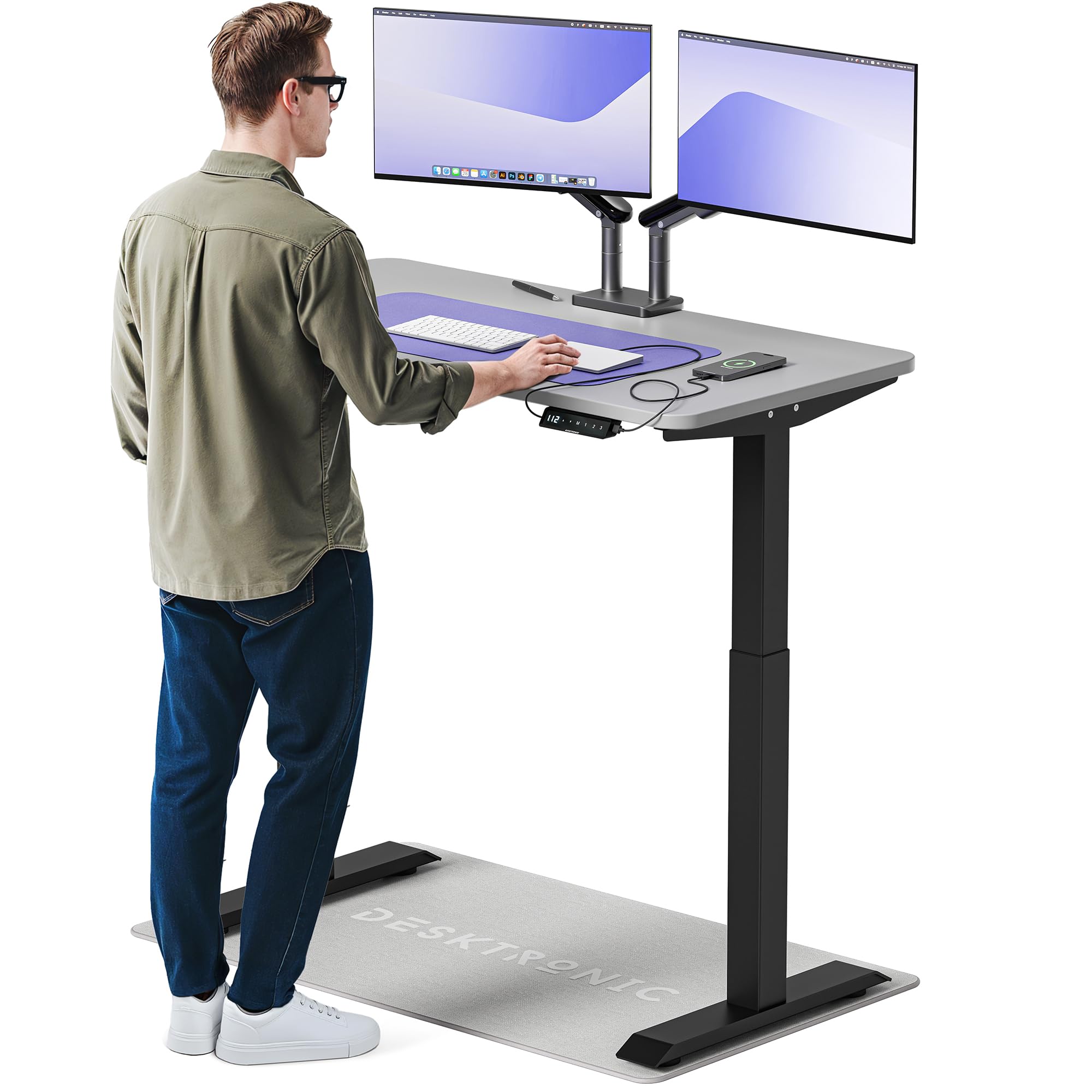 Desktronic Homeone Höhenverstellbarer Schreibtisch 160 × 80 cm – Elektrischer Schreibtisch Mit Zwei Elektrischen Motoren, Touchscreen-Steuerung Und Integrierten USB-a- Und USB-c-ladeanschlüssen