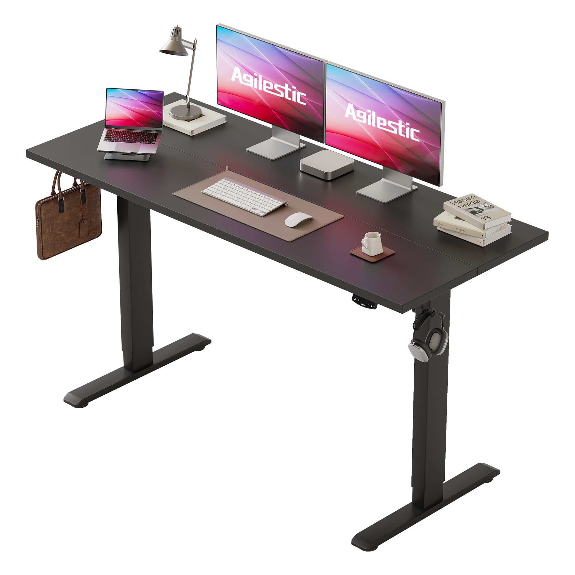 Agilestic Höhenverstellbarer Schreibtisch 120 x 60 cm, Stabiler Schreibtisch Höhenverstellbar Elektrisch mit Memory-Handsteuerung, Ergonomischer Steh-Sitz Tisch Computertisch, Weiß