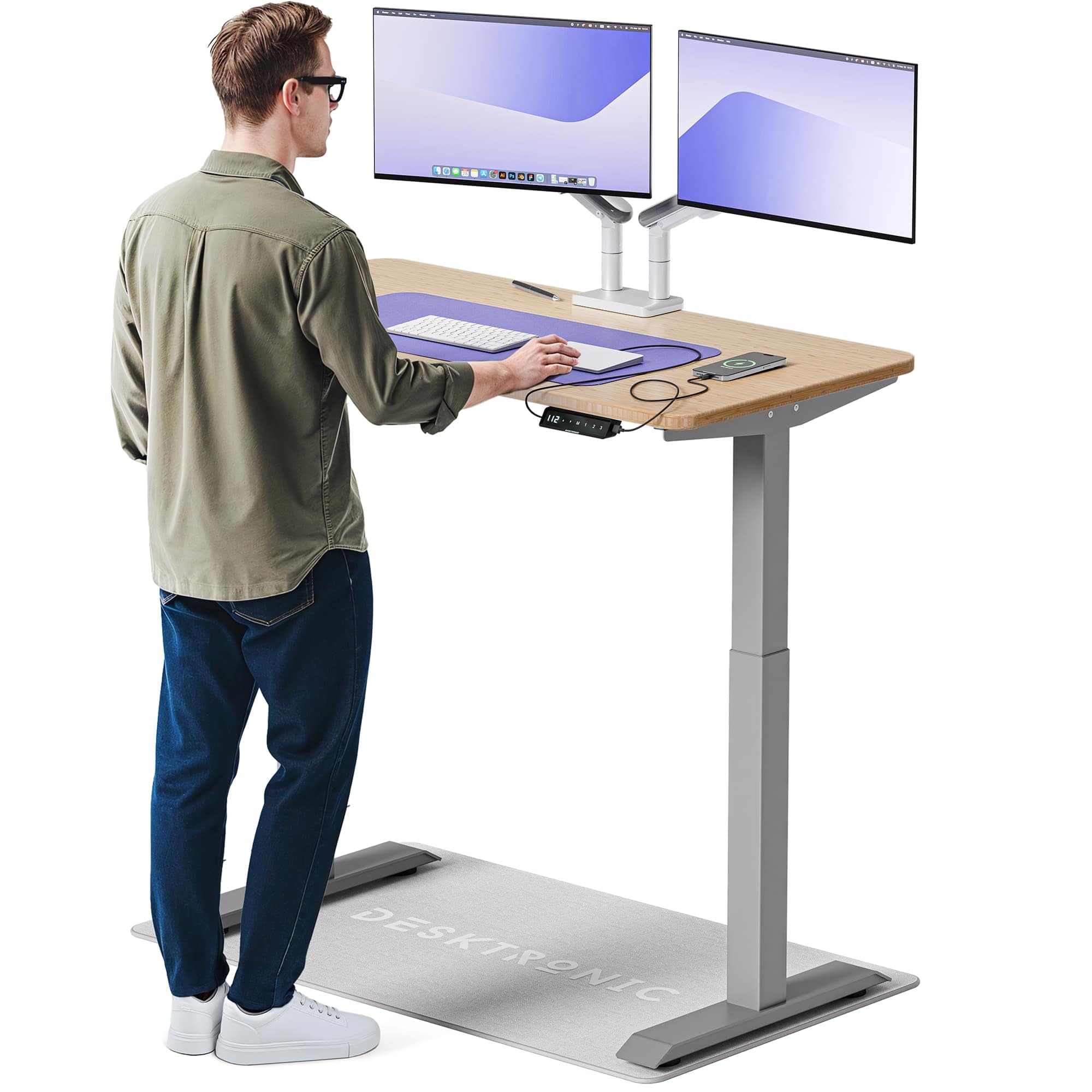 Desktronic Homeone Höhenverstellbarer Schreibtisch 160 × 80 cm – Elektrischer Schreibtisch Mit Zwei Elektrischen Motoren, Touchscreen-Steuerung Und Integrierten USB-a- Und USB-c-ladeanschlüssen