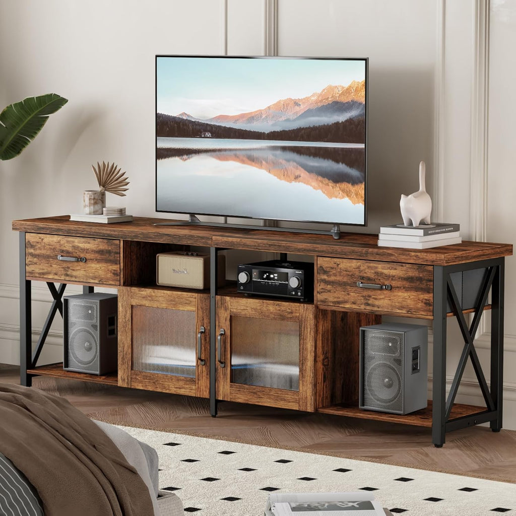 Generisch TV Cabinet, Industrial Style TV Board, 180 cm TV Stand with Two Cabinets, for 60/65/70 Inch TV, Wooden Lowboards for Living Room, Dining Room, and Bedroom