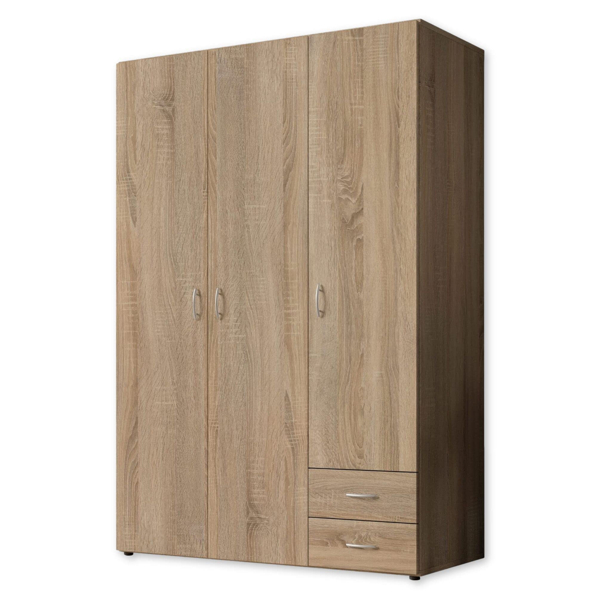 Stella Trading BASE Zeitloser Kleiderschrank in drei verschiedenen Größen - Vielseitiger Drehtürenschrank in Weiß - 160 x 177 x 52 cm (B/H/T)