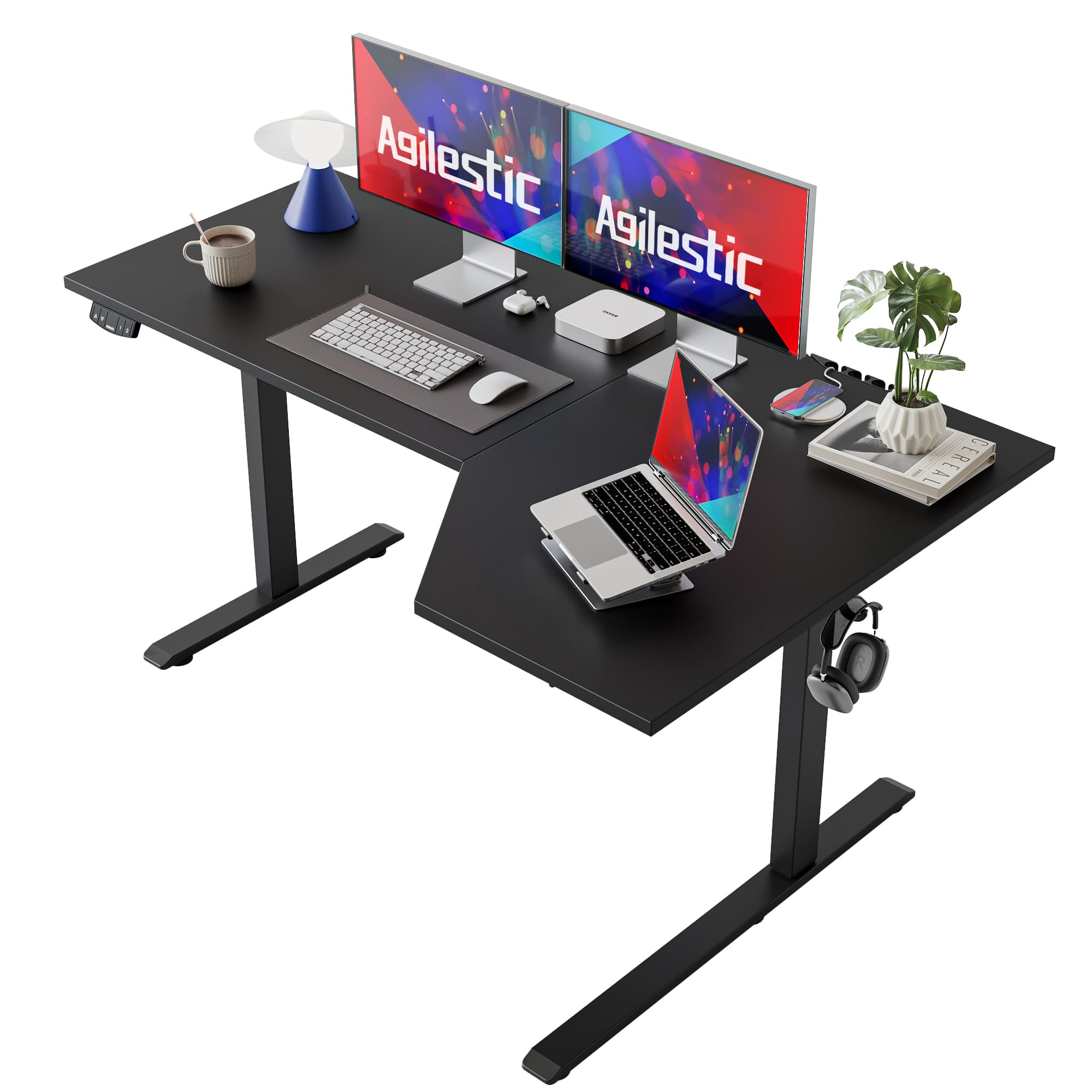 Agilestic Höhenverstellbarer Schreibtisch 120 x 60 cm, Stabiler Schreibtisch Höhenverstellbar Elektrisch mit Memory-Handsteuerung, Ergonomischer Steh-Sitz Tisch Computertisch, Weiß