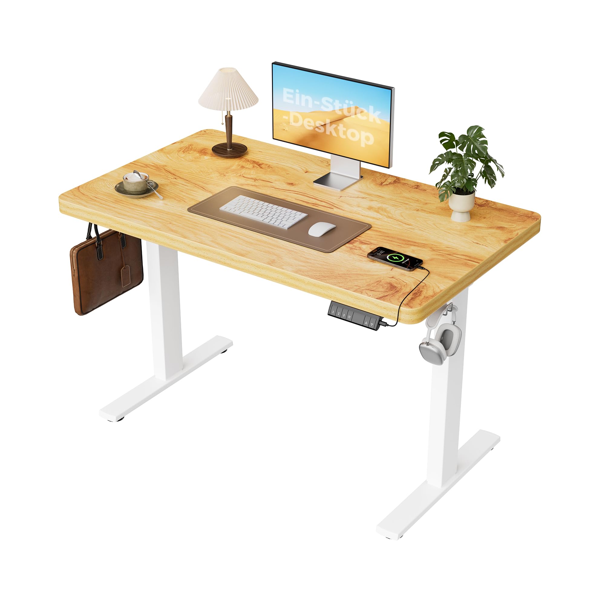Agilestic Höhenverstellbarer Schreibtisch 120 x 60 cm, Stabiler Schreibtisch Höhenverstellbar Elektrisch mit Memory-Handsteuerung, Ergonomischer Steh-Sitz Tisch Computertisch, Weiß