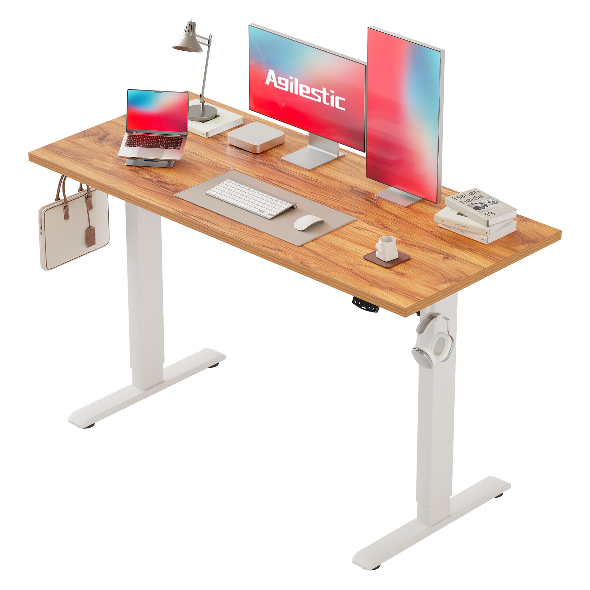 Agilestic Höhenverstellbarer Schreibtisch 120 x 60 cm, Stabiler Schreibtisch Höhenverstellbar Elektrisch mit Memory-Handsteuerung, Ergonomischer Steh-Sitz Tisch Computertisch, Weiß