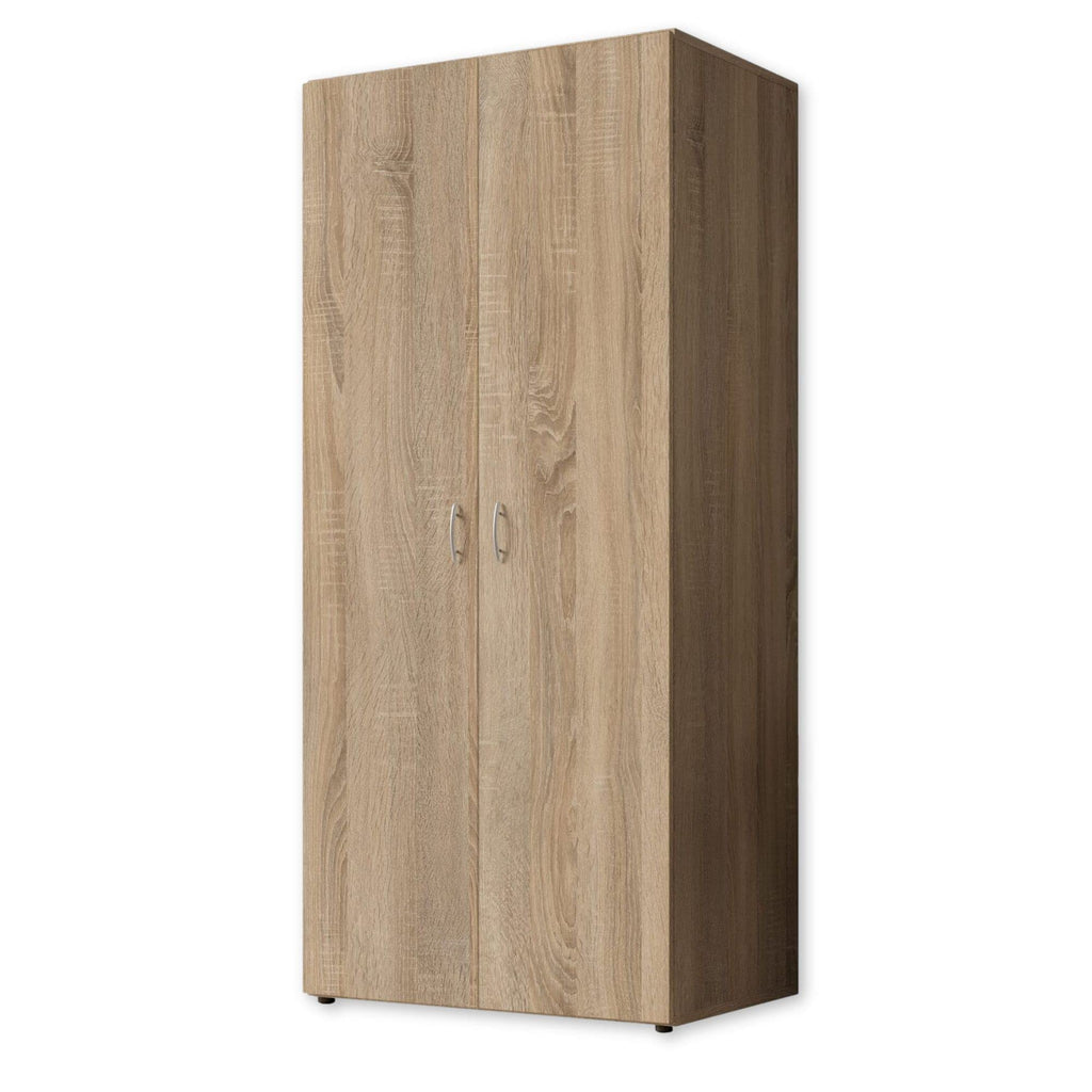 Stella Trading BASE Zeitloser Kleiderschrank in drei verschiedenen Größen - Vielseitiger Drehtürenschrank in Weiß - 160 x 177 x 52 cm (B/H/T)