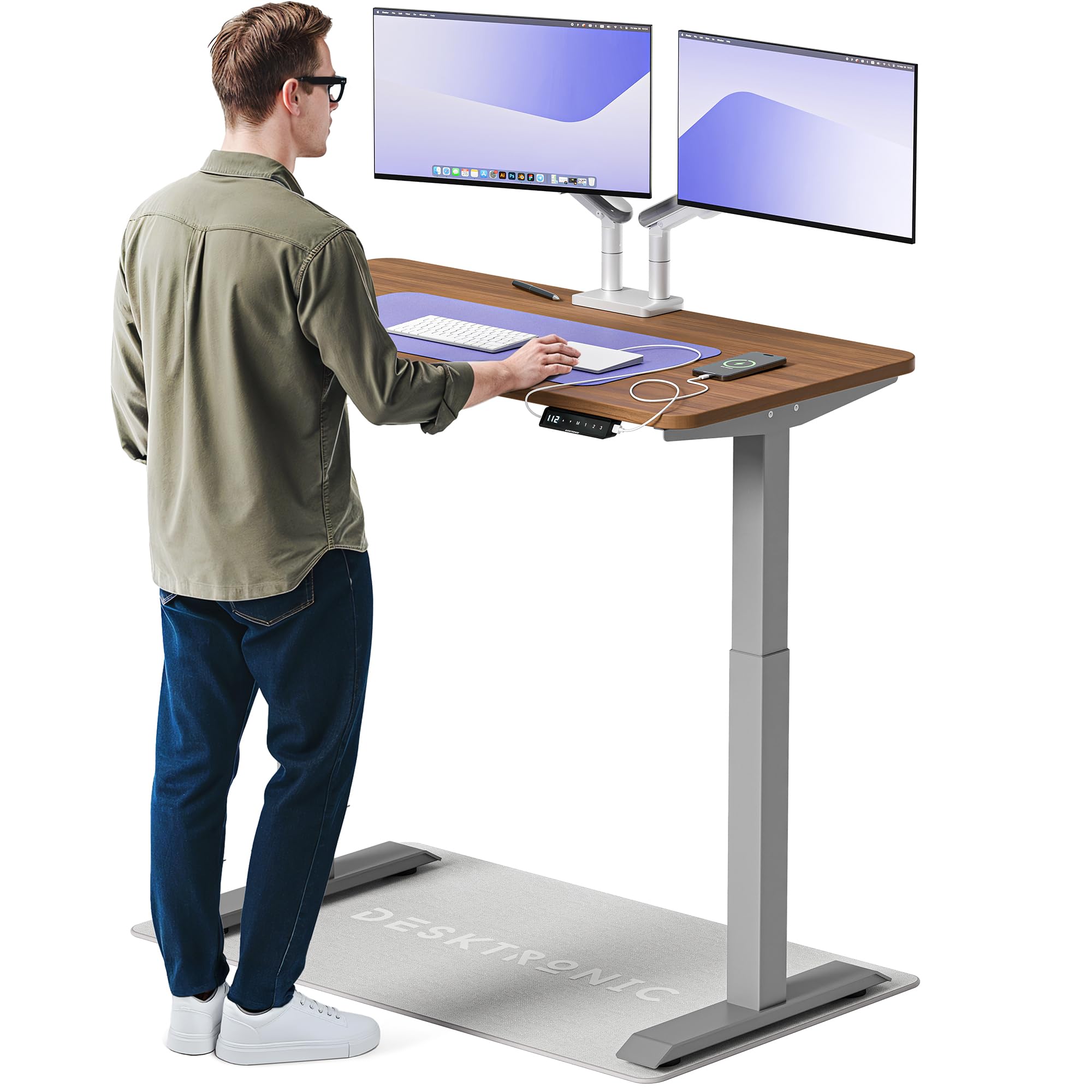 Desktronic Homeone Höhenverstellbarer Schreibtisch 160 × 80 cm – Elektrischer Schreibtisch Mit Zwei Elektrischen Motoren, Touchscreen-Steuerung Und Integrierten USB-a- Und USB-c-ladeanschlüssen