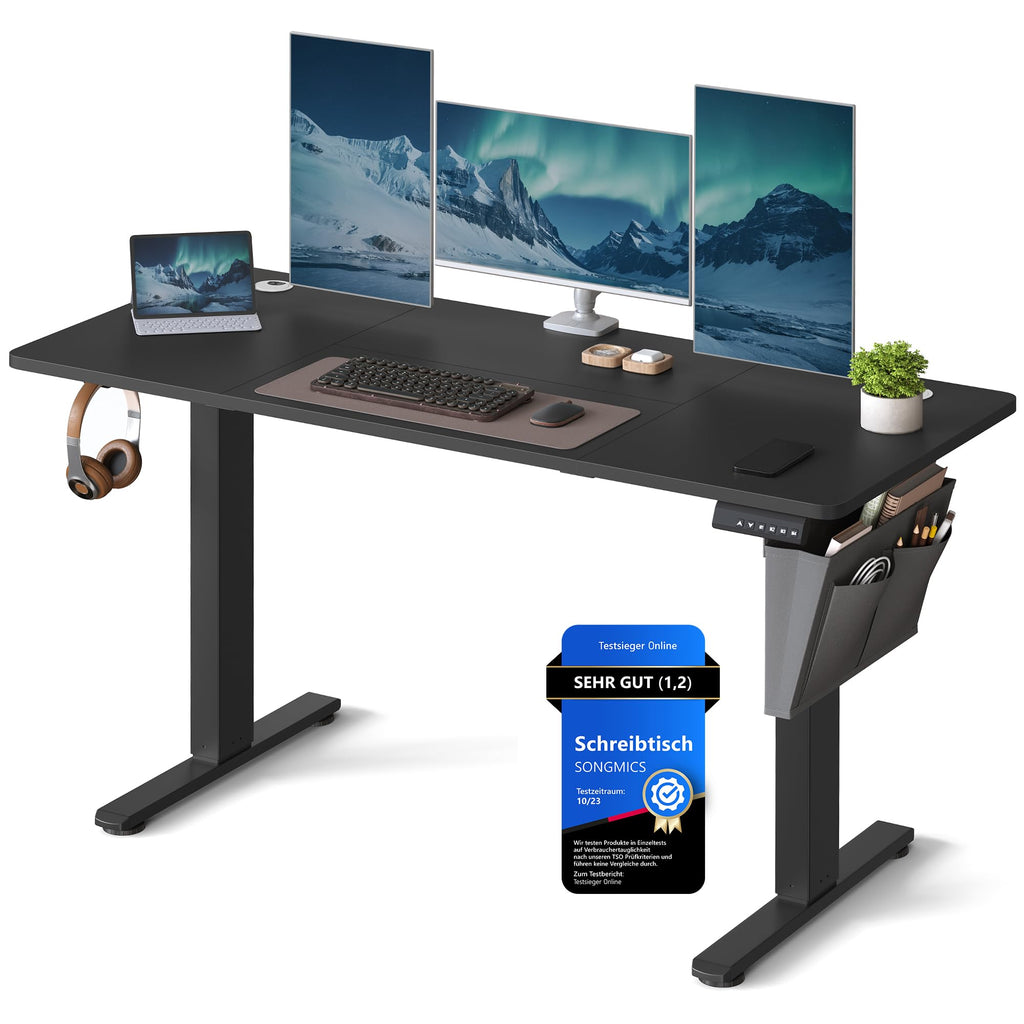 SONGMICS Höhenverstellbarer Schreibtisch elektrisch, 160 x 70 cm, stufenlos verstellbar, Memory-Funktion mit 4 Höhen, wolkenweiß LSD136W01