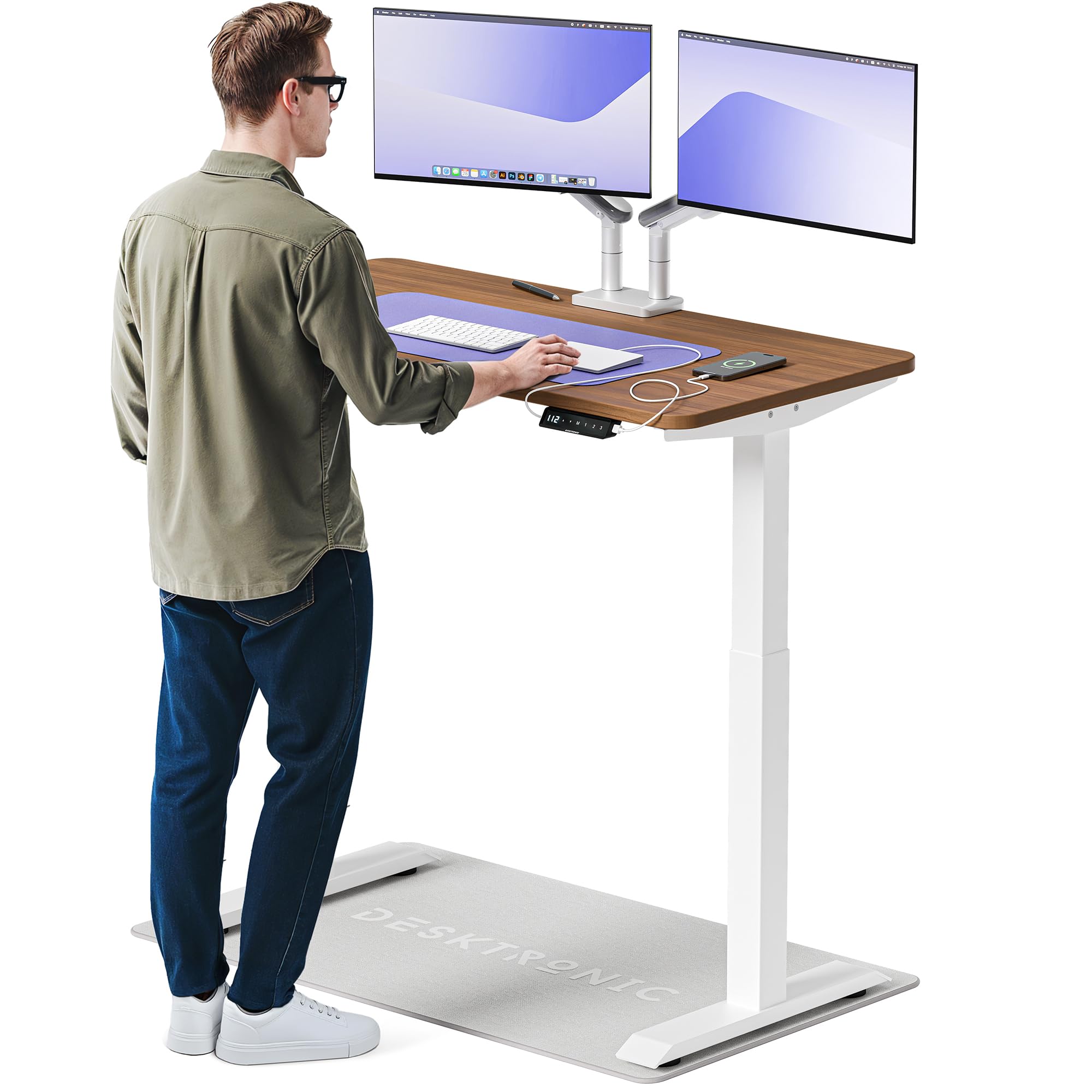Desktronic Homeone Höhenverstellbarer Schreibtisch 160 × 80 cm – Elektrischer Schreibtisch Mit Zwei Elektrischen Motoren, Touchscreen-Steuerung Und Integrierten USB-a- Und USB-c-ladeanschlüssen