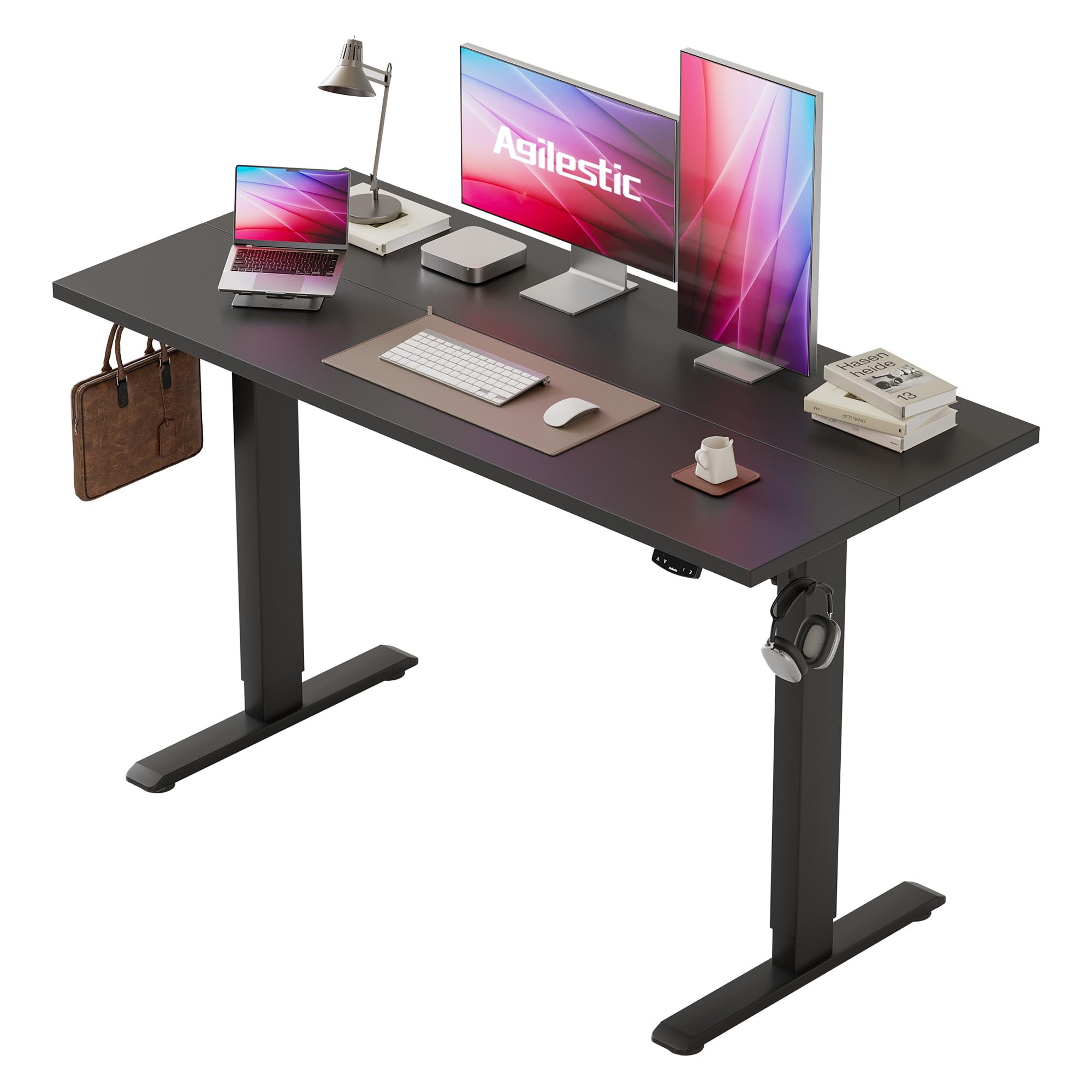 Agilestic Höhenverstellbarer Schreibtisch 120 x 60 cm, Stabiler Schreibtisch Höhenverstellbar Elektrisch mit Memory-Handsteuerung, Ergonomischer Steh-Sitz Tisch Computertisch, Weiß