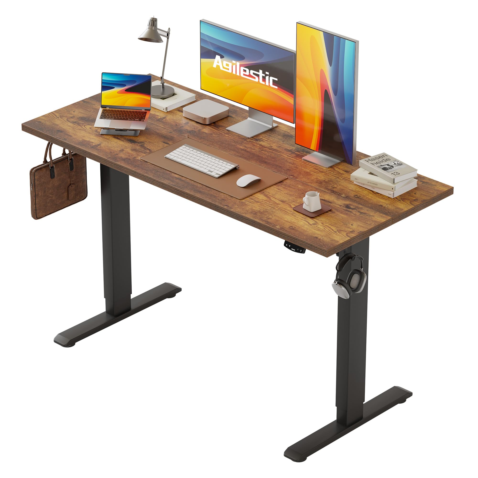 Agilestic Höhenverstellbarer Schreibtisch 120 x 60 cm, Stabiler Schreibtisch Höhenverstellbar Elektrisch mit Memory-Handsteuerung, Ergonomischer Steh-Sitz Tisch Computertisch, Weiß