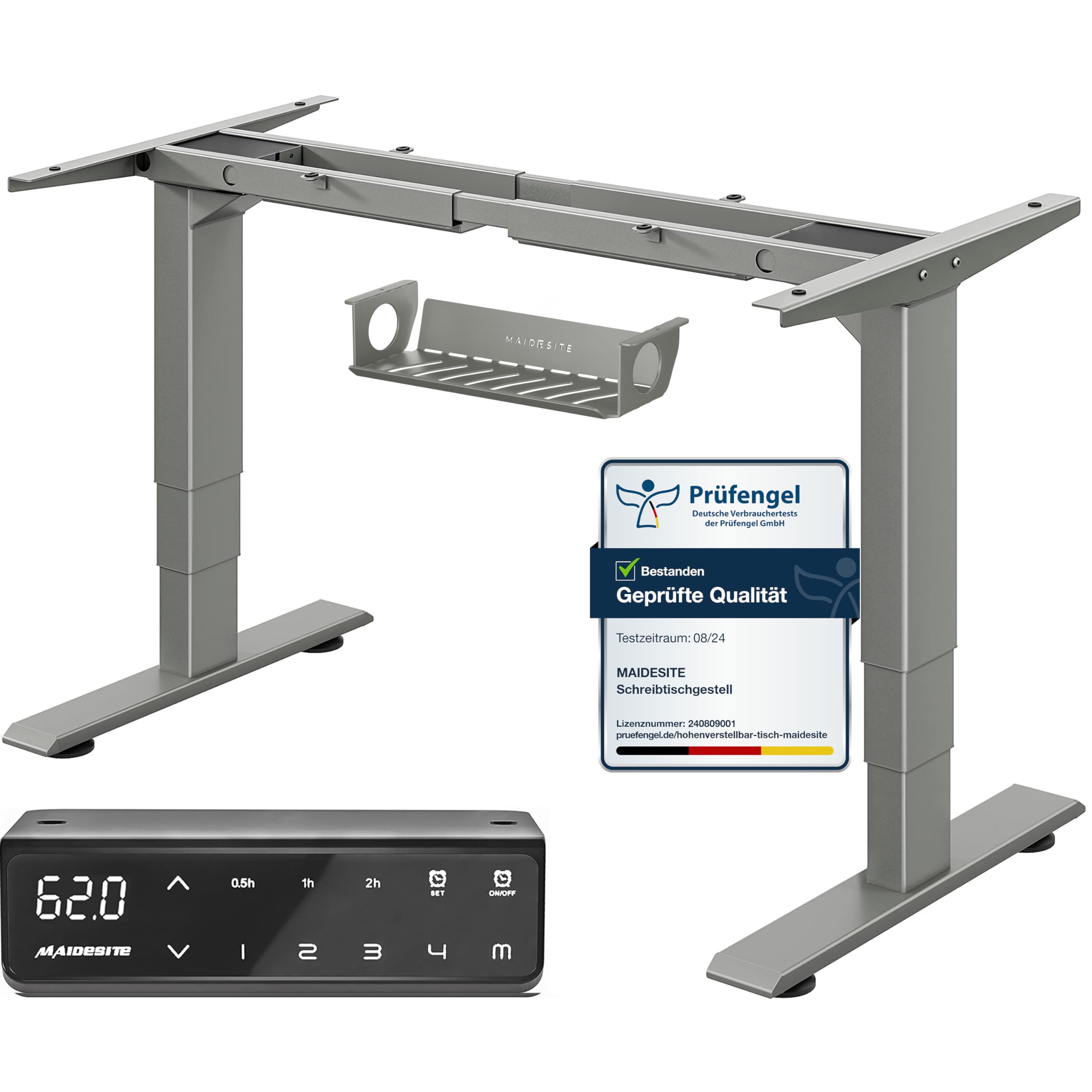 MAIDeSITe höhenverstellbarer Schreibtisch elektrisch mit 2 starken Motoren, tischgestell höhenverstellbar 3-stufige sowie auch 4 Memory-Steuerung mit Sitz-Steh-Erinnerungs - T2 Pro Plus