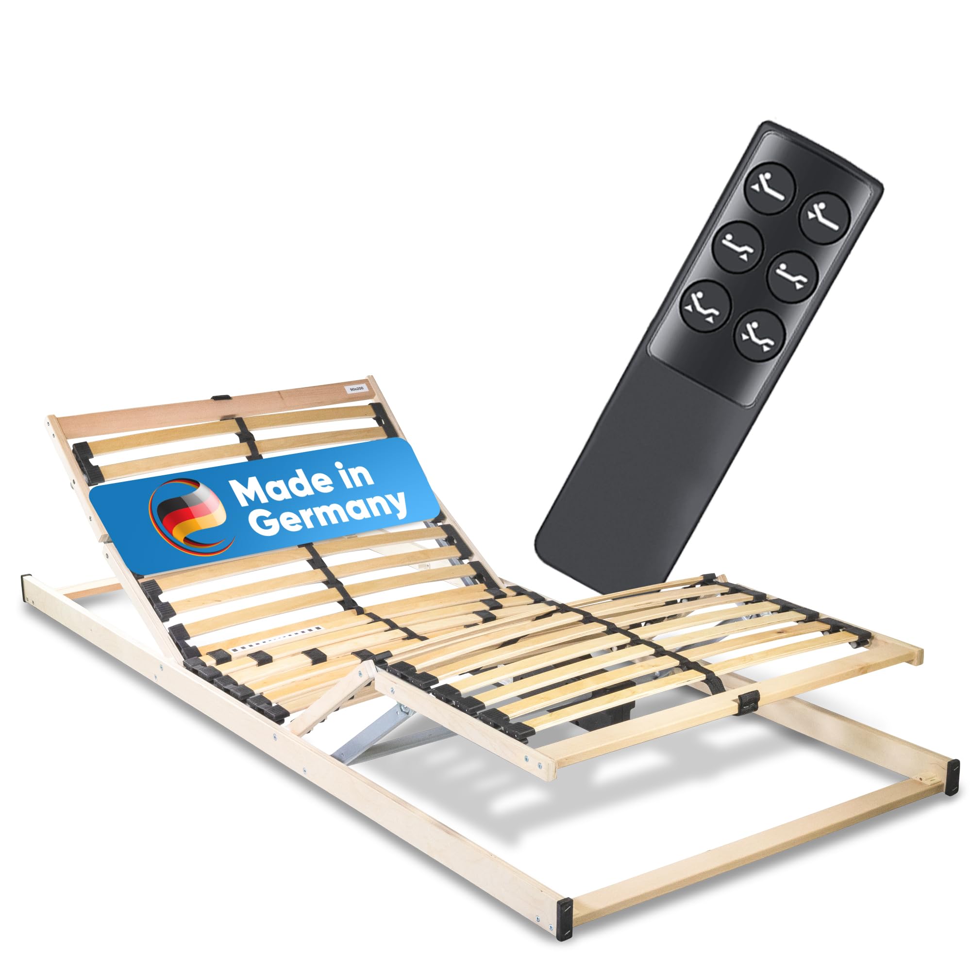 Komfort Lattenrost elektrisch verstellbar 80x200 – 28 Birkenholzleisten für erholsamen Schlaf – 100 Nächte Probeschlafen – Lattenrost elektrisch Made in Germany