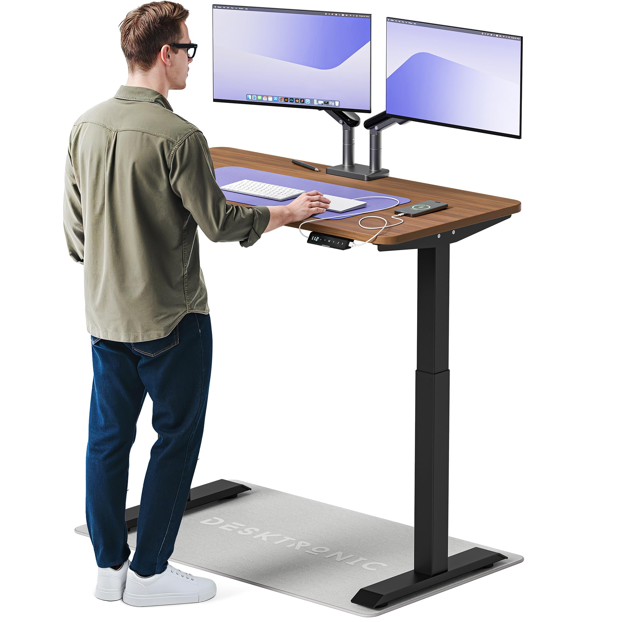 Desktronic Homeone Höhenverstellbarer Schreibtisch 160 × 80 cm – Elektrischer Schreibtisch Mit Zwei Elektrischen Motoren, Touchscreen-Steuerung Und Integrierten USB-a- Und USB-c-ladeanschlüssen