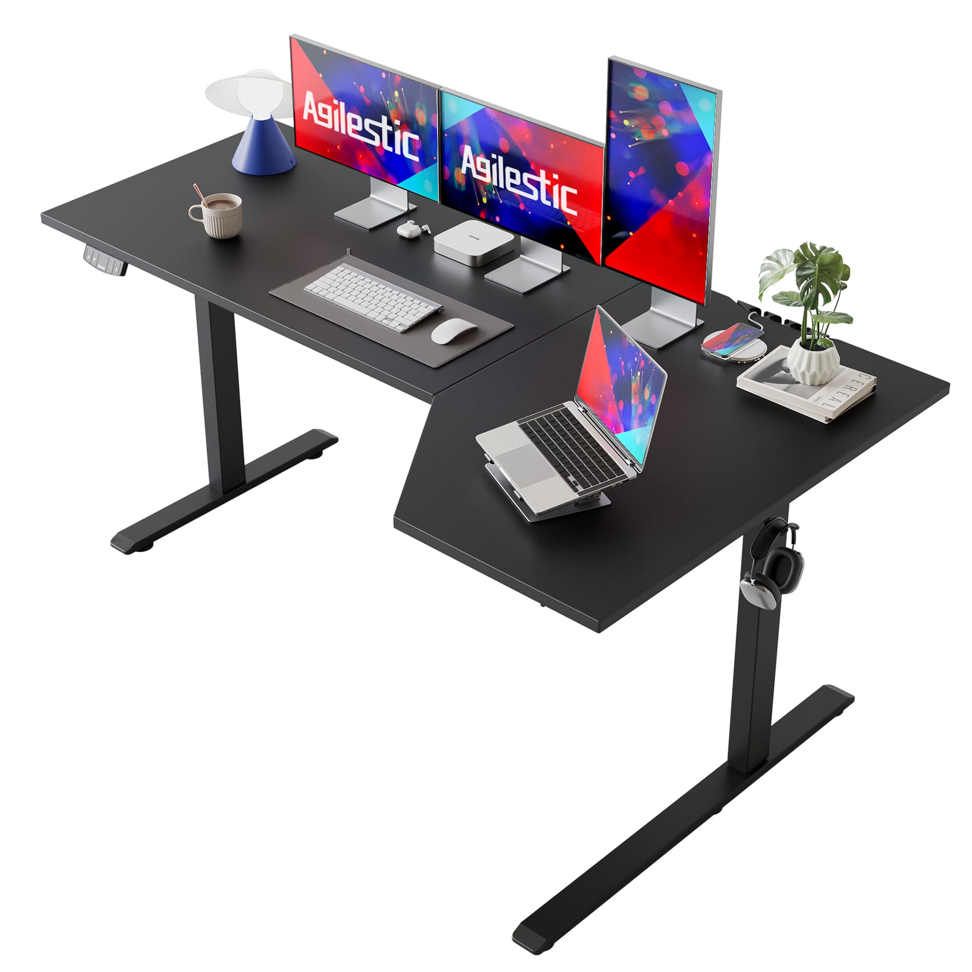 Agilestic Höhenverstellbarer Schreibtisch 120 x 60 cm, Stabiler Schreibtisch Höhenverstellbar Elektrisch mit Memory-Handsteuerung, Ergonomischer Steh-Sitz Tisch Computertisch, Weiß