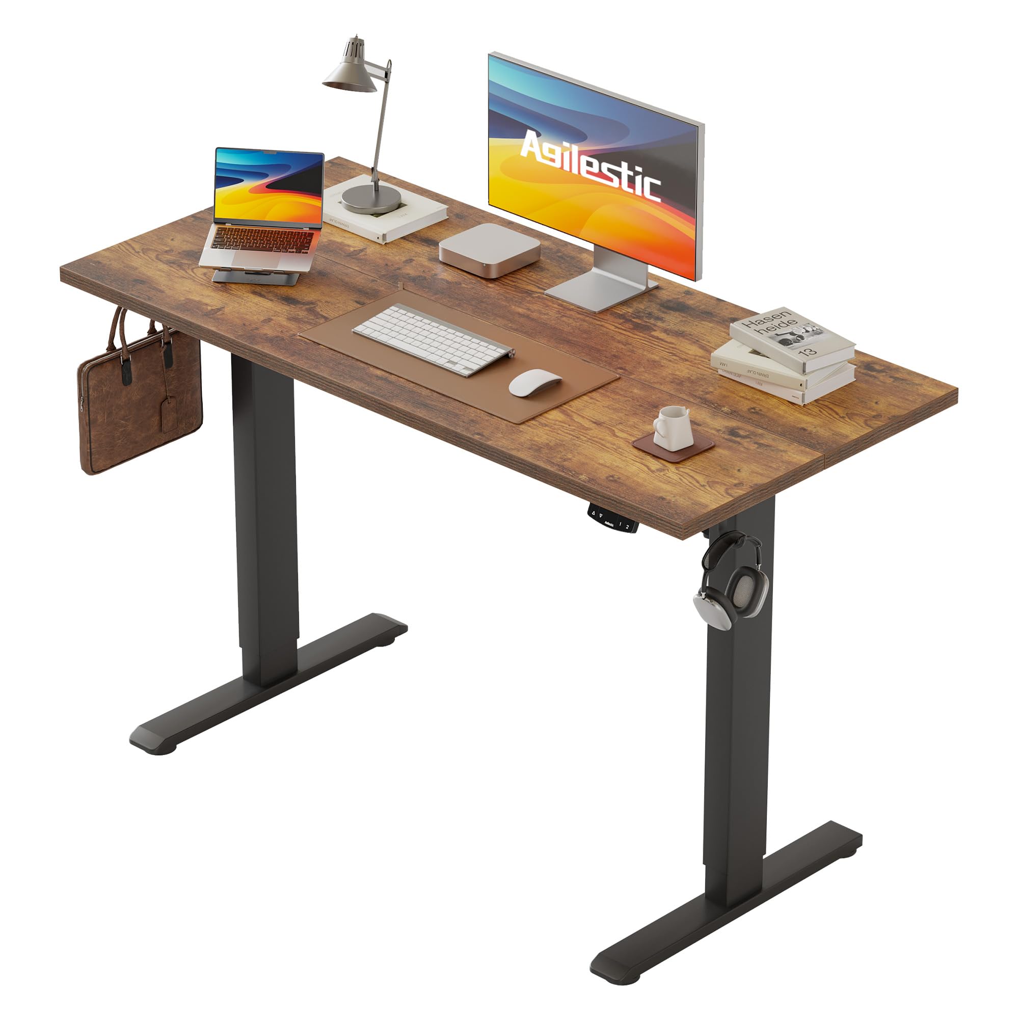 Agilestic Höhenverstellbarer Schreibtisch 120 x 60 cm, Stabiler Schreibtisch Höhenverstellbar Elektrisch mit Memory-Handsteuerung, Ergonomischer Steh-Sitz Tisch Computertisch, Weiß