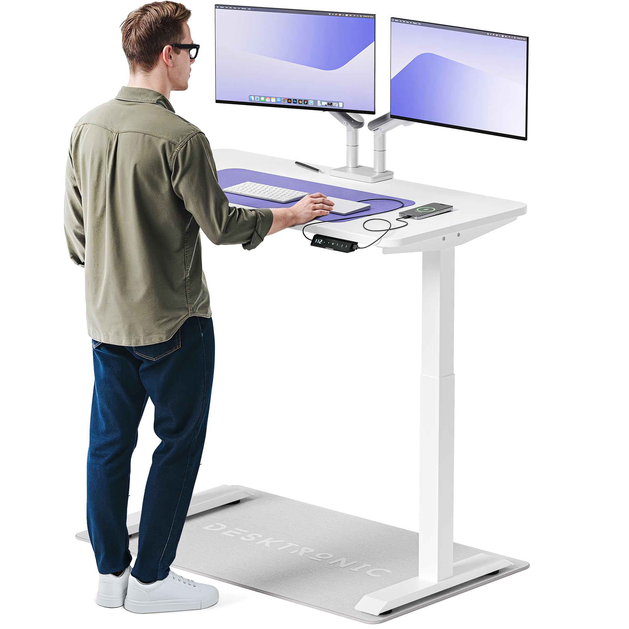 Desktronic Homeone Höhenverstellbarer Schreibtisch 160 × 80 cm – Elektrischer Schreibtisch Mit Zwei Elektrischen Motoren, Touchscreen-Steuerung Und Integrierten USB-a- Und USB-c-ladeanschlüssen