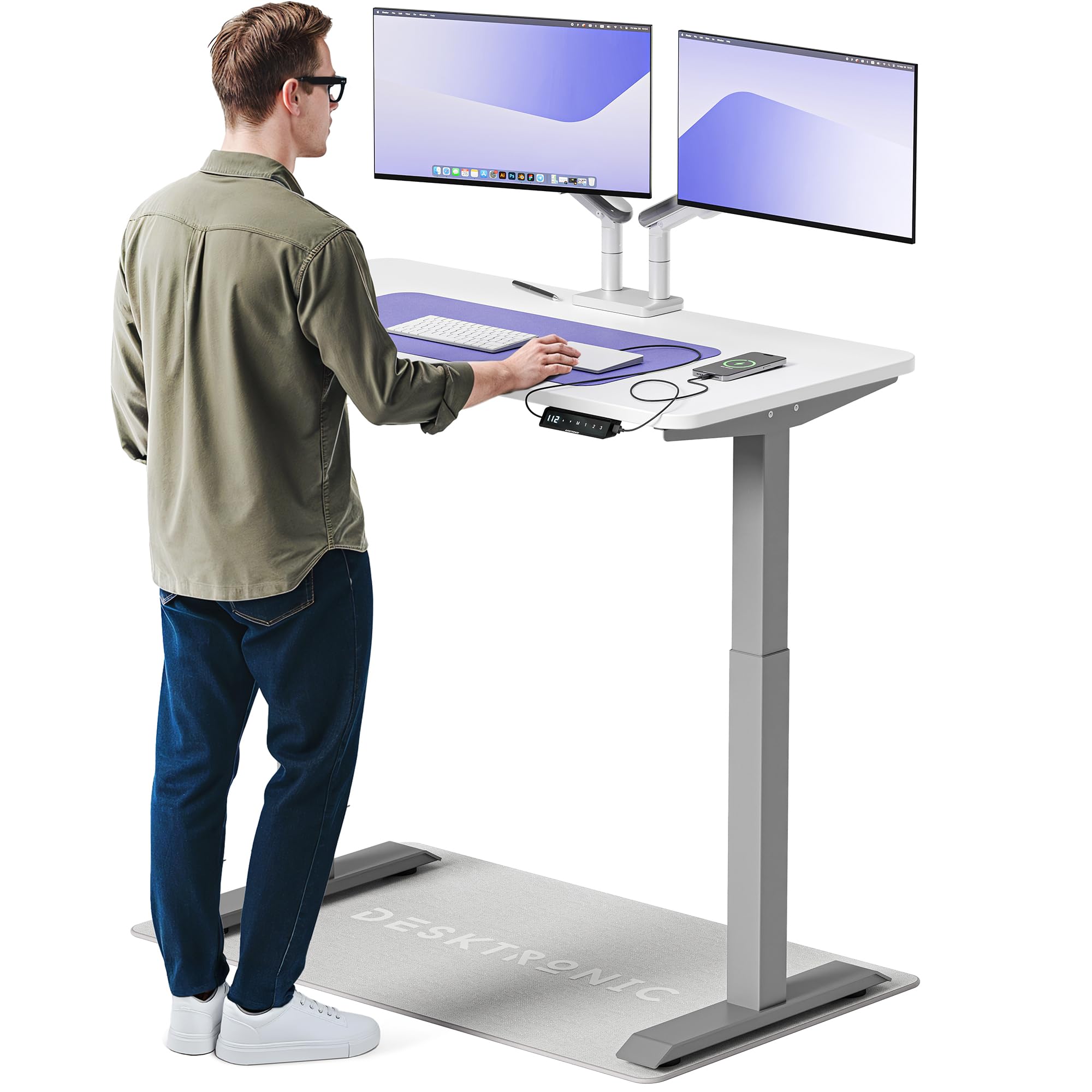 Desktronic Homeone Höhenverstellbarer Schreibtisch 160 × 80 cm – Elektrischer Schreibtisch Mit Zwei Elektrischen Motoren, Touchscreen-Steuerung Und Integrierten USB-a- Und USB-c-ladeanschlüssen