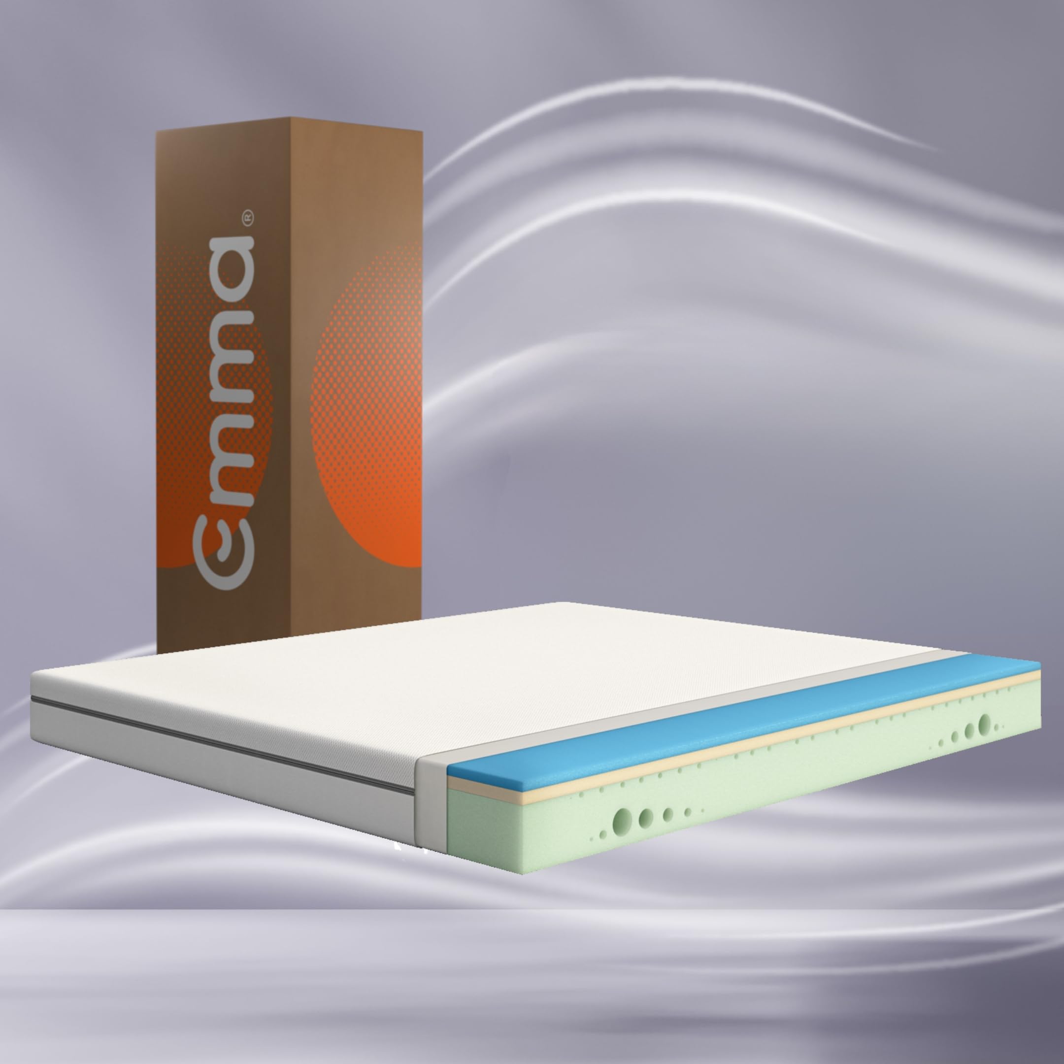 Emma One Matratze, Kaltschaummatratze, 90x200 cm, H2 Härtegrad Mittelhart, 18 cm Höhe, 3-Zonen-Stützung, Atmungsaktiver & Waschbarer Bezug