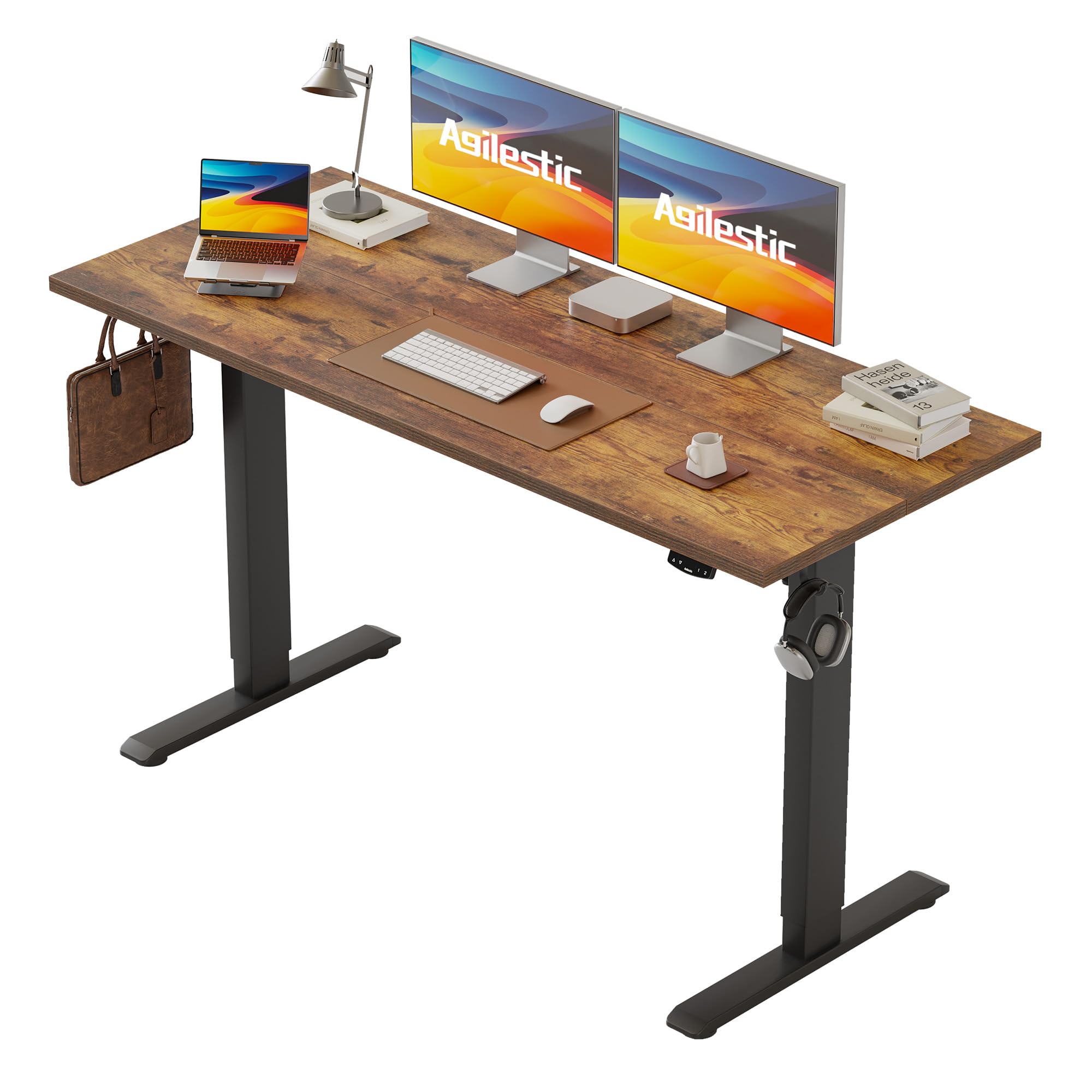 Agilestic Höhenverstellbarer Schreibtisch 120 x 60 cm, Stabiler Schreibtisch Höhenverstellbar Elektrisch mit Memory-Handsteuerung, Ergonomischer Steh-Sitz Tisch Computertisch, Weiß