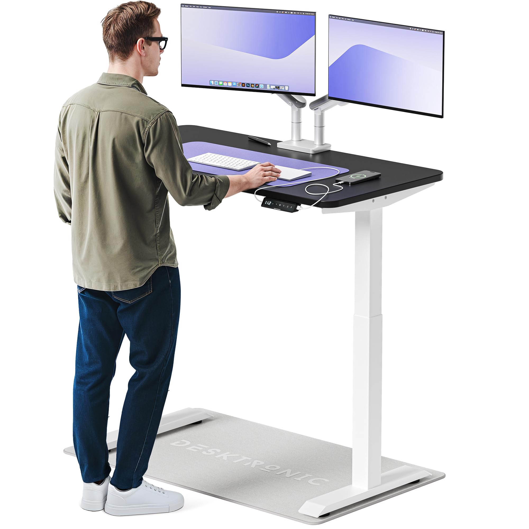 Desktronic Homeone Höhenverstellbarer Schreibtisch 160 × 80 cm – Elektrischer Schreibtisch Mit Zwei Elektrischen Motoren, Touchscreen-Steuerung Und Integrierten USB-a- Und USB-c-ladeanschlüssen