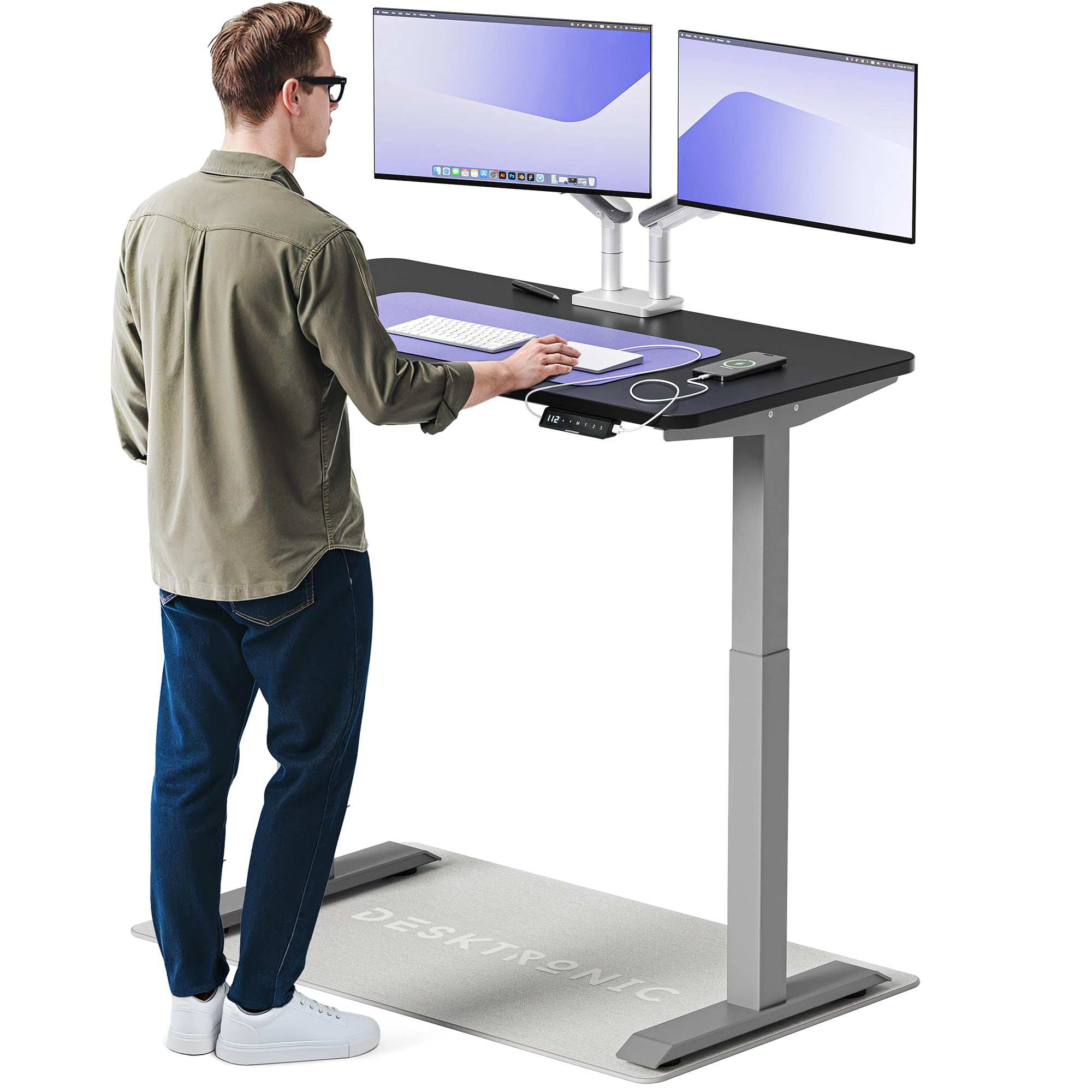 Desktronic Homeone Höhenverstellbarer Schreibtisch 160 × 80 cm – Elektrischer Schreibtisch Mit Zwei Elektrischen Motoren, Touchscreen-Steuerung Und Integrierten USB-a- Und USB-c-ladeanschlüssen