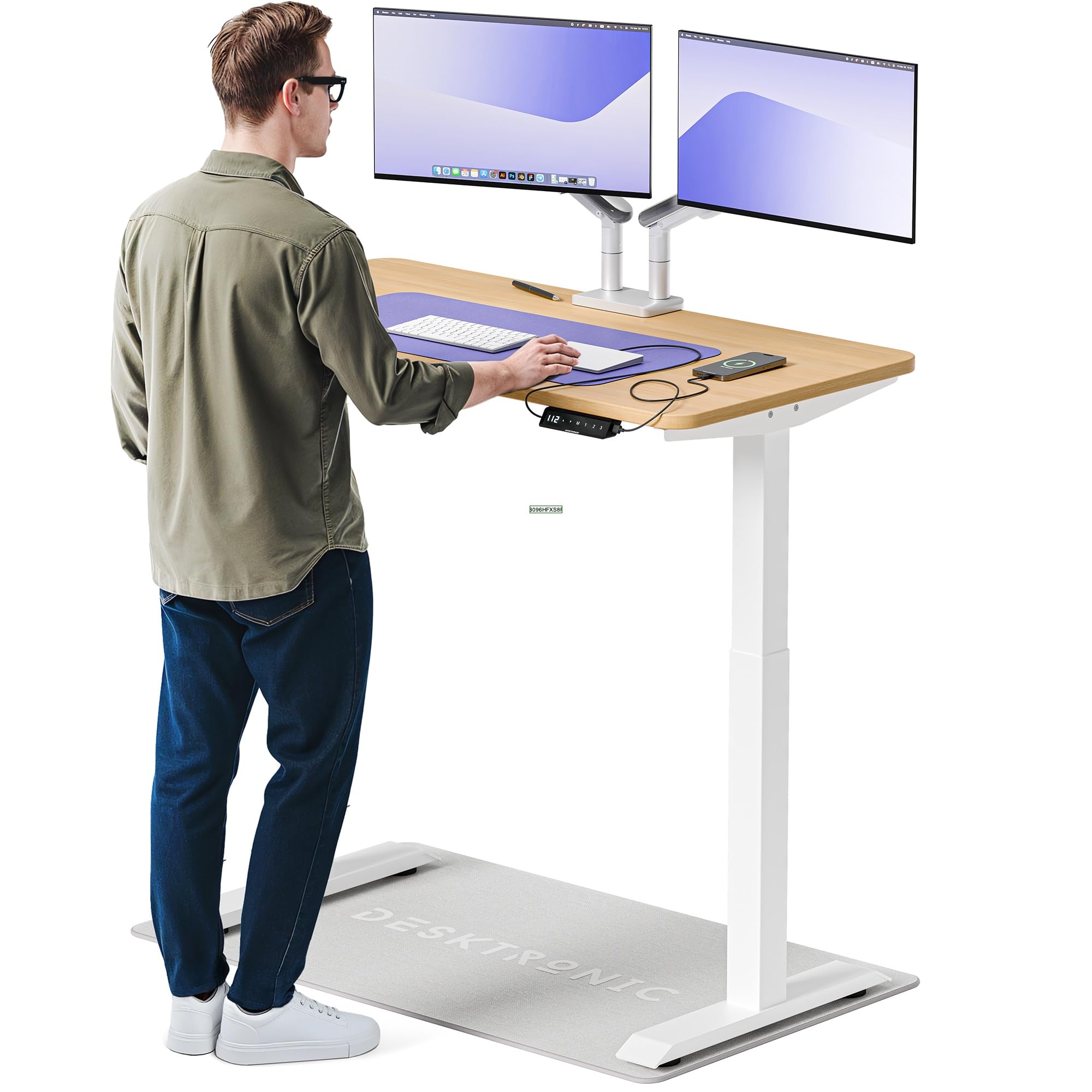 Desktronic Homeone Höhenverstellbarer Schreibtisch 160 × 80 cm – Elektrischer Schreibtisch Mit Zwei Elektrischen Motoren, Touchscreen-Steuerung Und Integrierten USB-a- Und USB-c-ladeanschlüssen