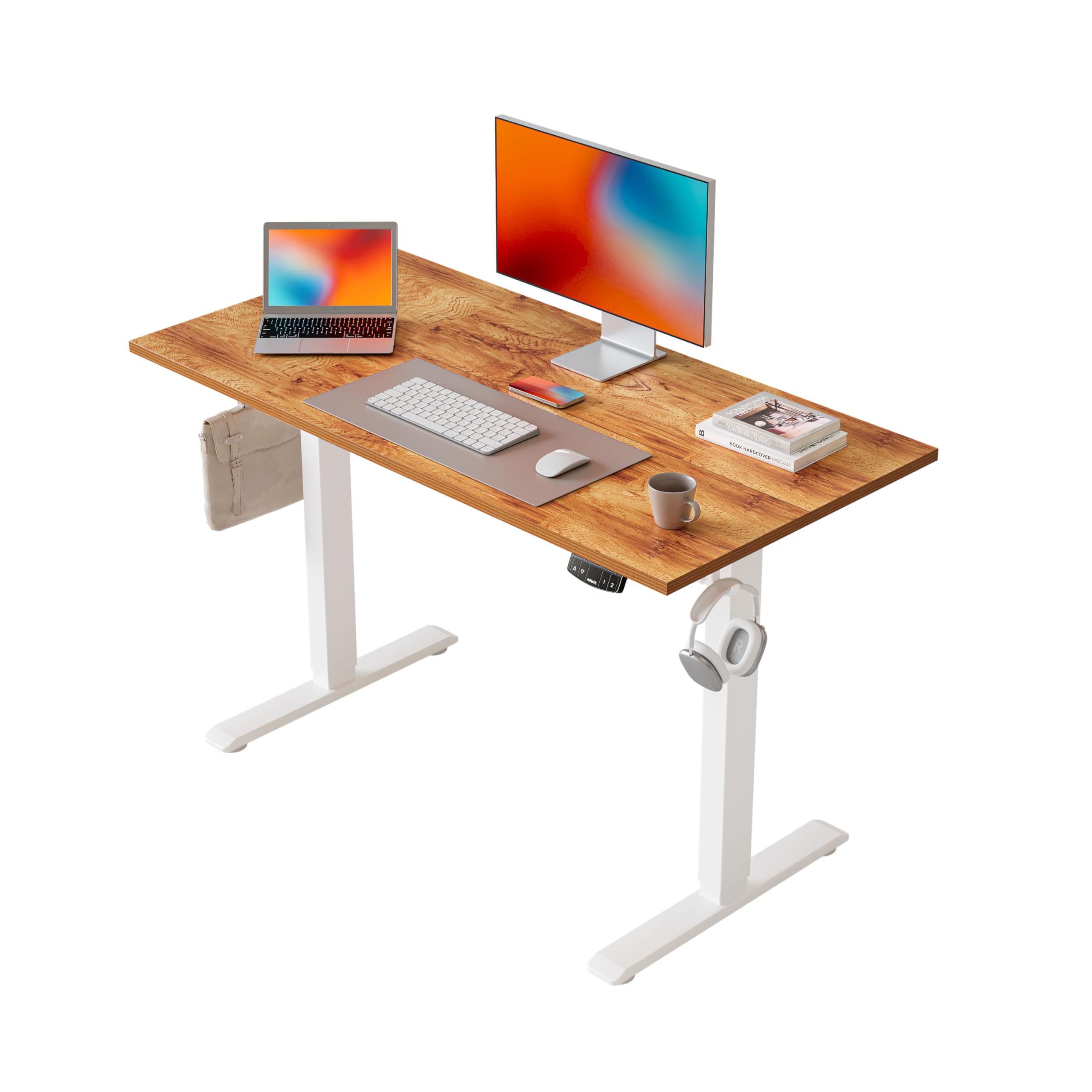 Agilestic Höhenverstellbarer Schreibtisch 120 x 60 cm, Stabiler Schreibtisch Höhenverstellbar Elektrisch mit Memory-Handsteuerung, Ergonomischer Steh-Sitz Tisch Computertisch, Weiß