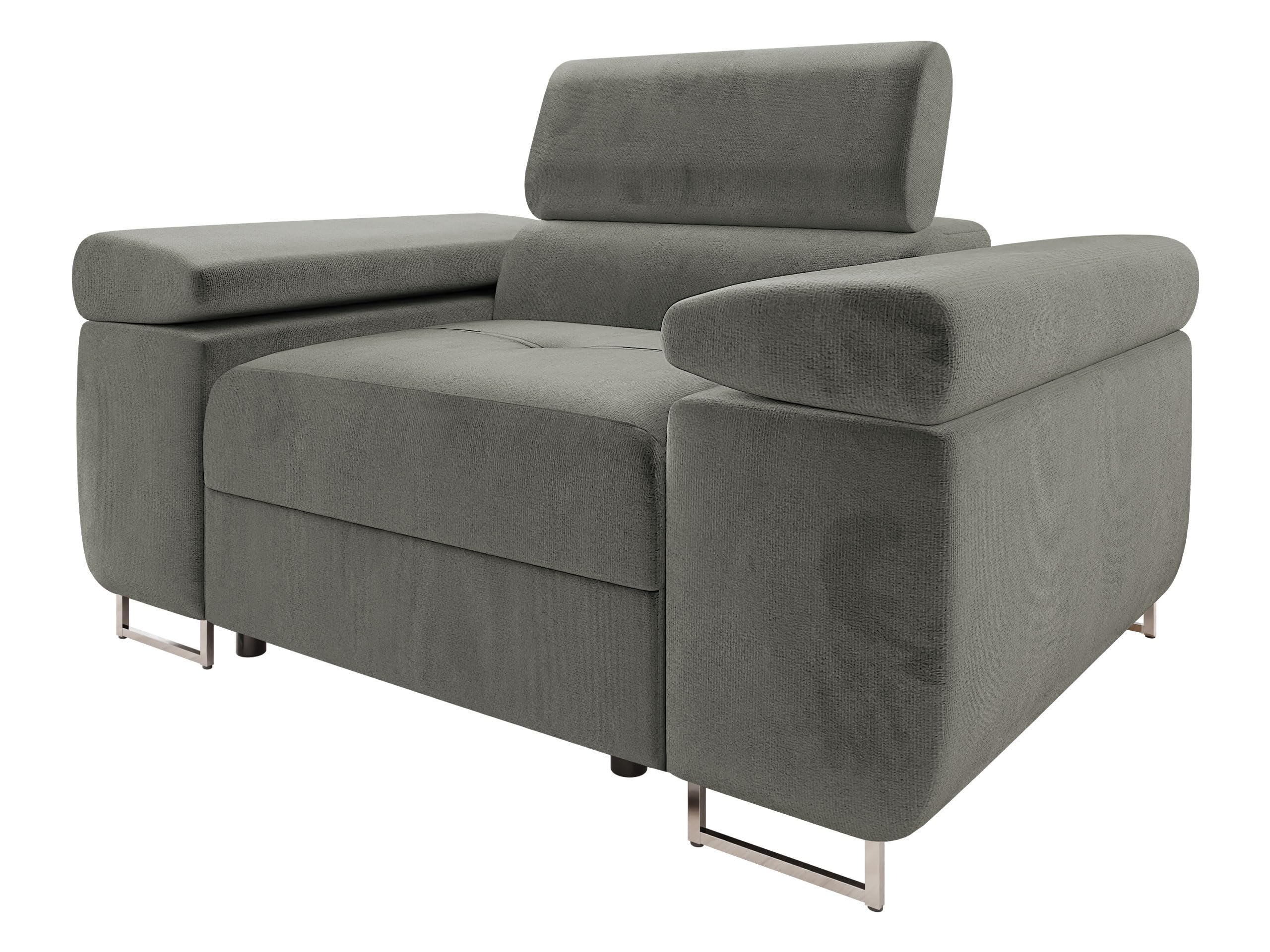Mirjan24 Sofa Torezio I mit Einstellbare Kopfstützen, Einzelsofa, Polstersofa, Füße aus Metall Chrom, Sofagarnitur, Wohnlandschaft, Couchgarnitur (Manila 18)