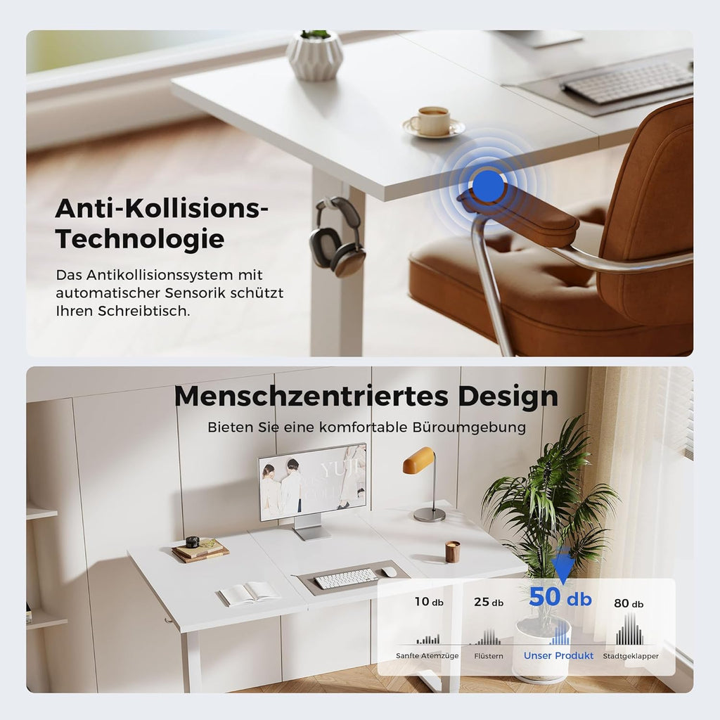 Agilestic Höhenverstellbarer Schreibtisch 120 x 60 cm, Stabiler Schreibtisch Höhenverstellbar Elektrisch mit Memory-Handsteuerung, Ergonomischer Steh-Sitz Tisch Computertisch, Weiß