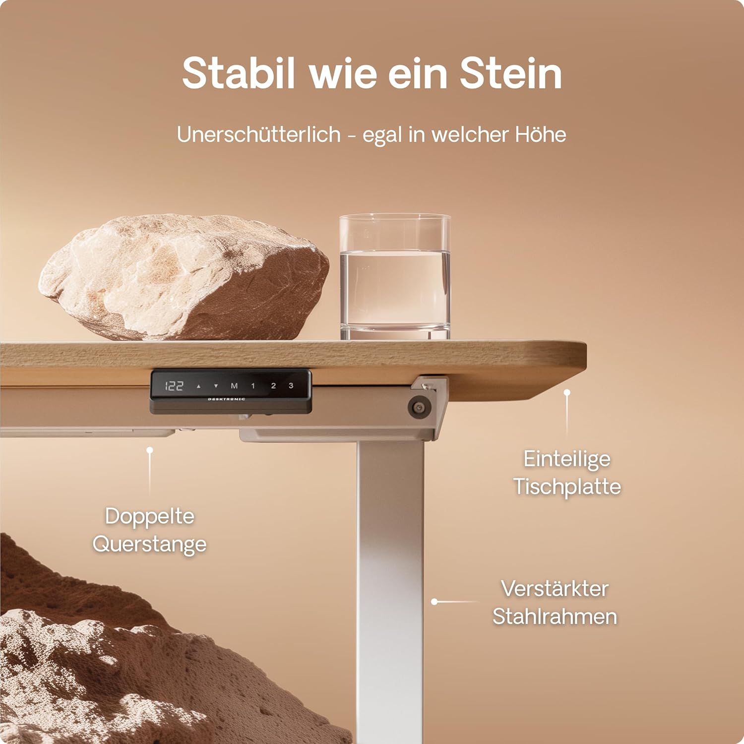 Desktronic Homeone Höhenverstellbarer Schreibtisch 160 × 80 cm – Elektrischer Schreibtisch Mit Zwei Elektrischen Motoren, Touchscreen-Steuerung Und Integrierten USB-a- Und USB-c-ladeanschlüssen