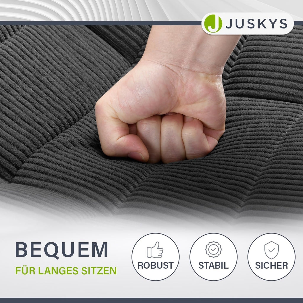 Juskys Relaxsessel Korsika - Ergonomisch & 360° drehbar, klappbar mit 5-lagiger Polsterung - Gemütlicher Cord Sessel für Wohnzimmer - Grau