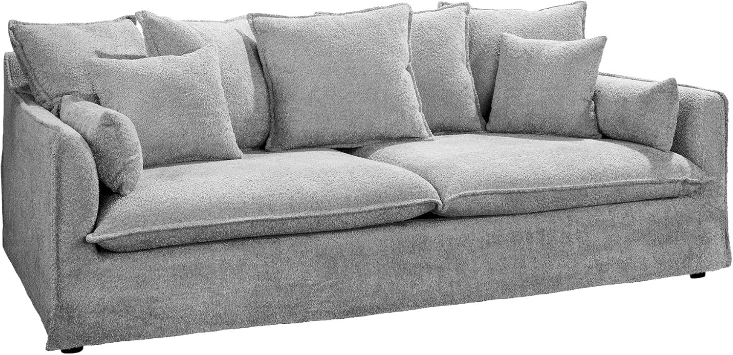Riess Ambiente Großes 3-Sitzer Sofa Heaven 200cm grau Bouclé Federkern Hussensofa Moderne Couch auch als Ecksofa kombinierbar