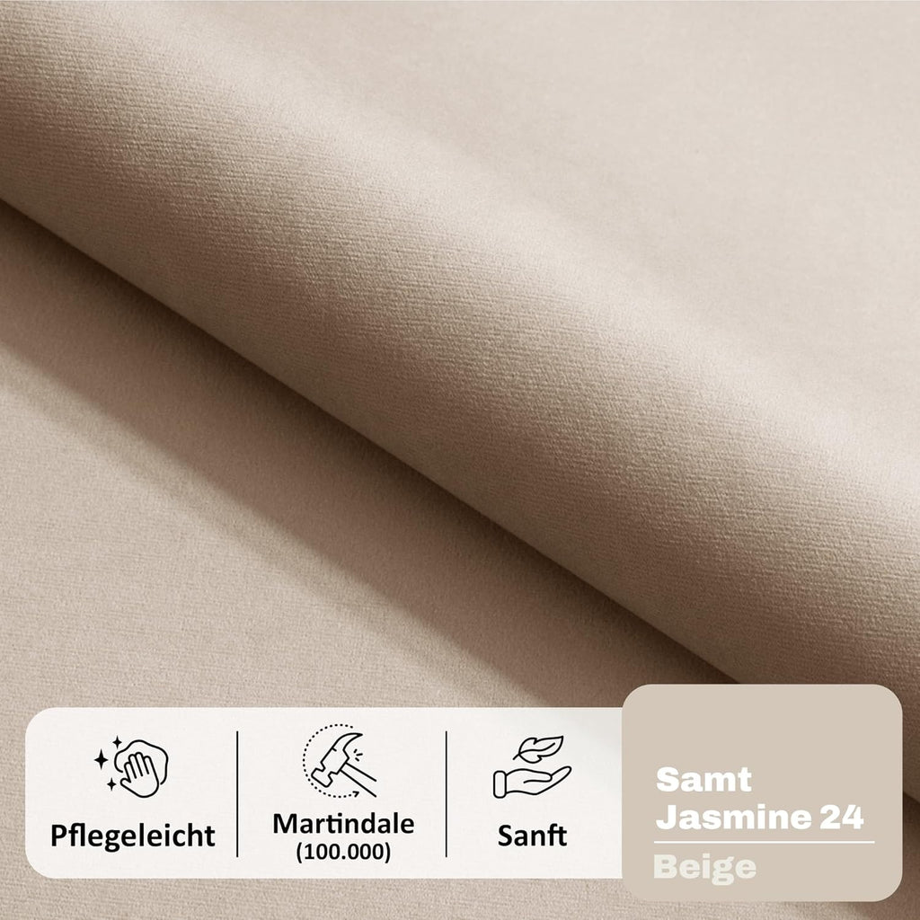 Santiago Boxspringbett 160x200 mit Bettkasten und Topper, Polsterbett 160x200 mit Bettkasten, Bonellfederkern-Matratze (H4), T28 Komfortschaumstoff Topper (H3), Samt, Beige